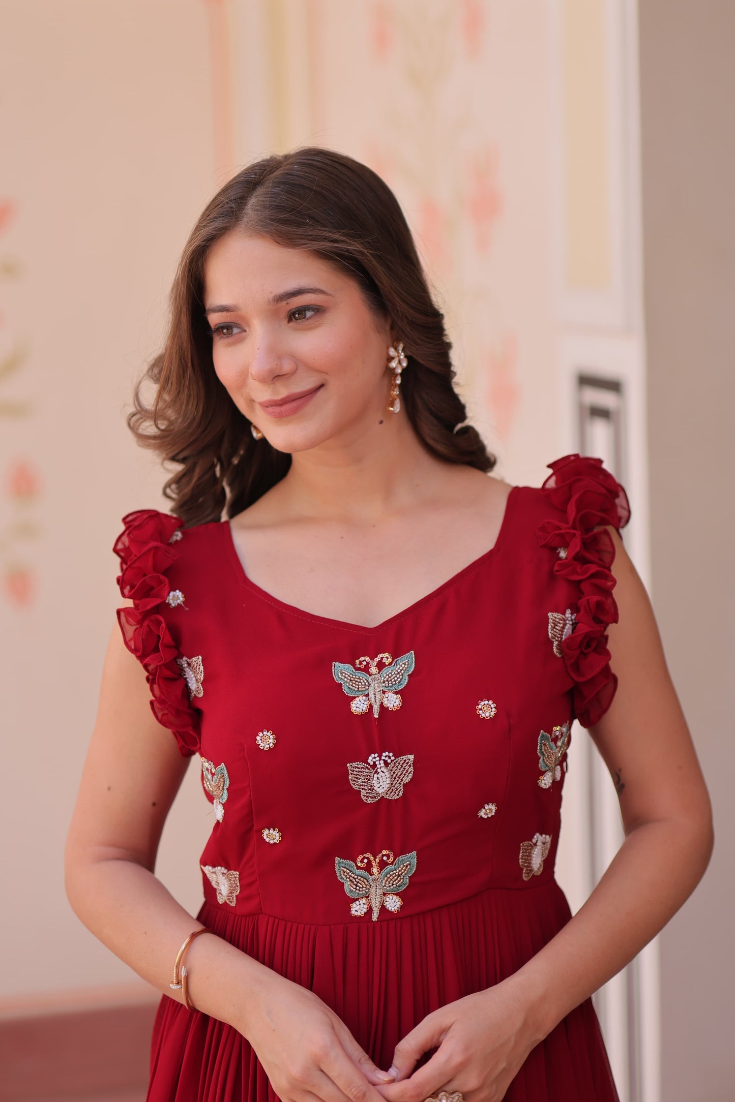 Faux Blooming Multithreaded Gown