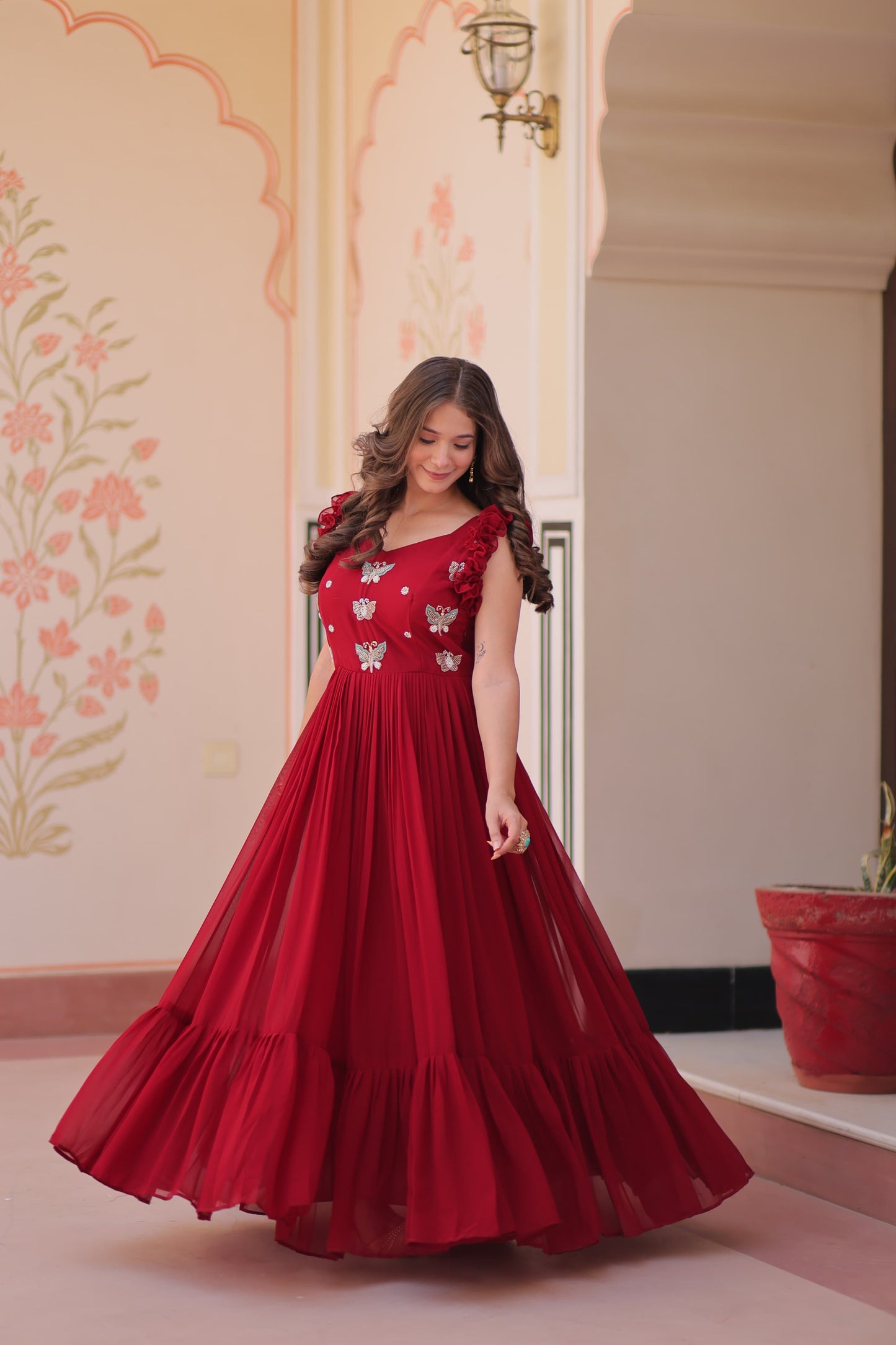 Faux Blooming Multithreaded Gown