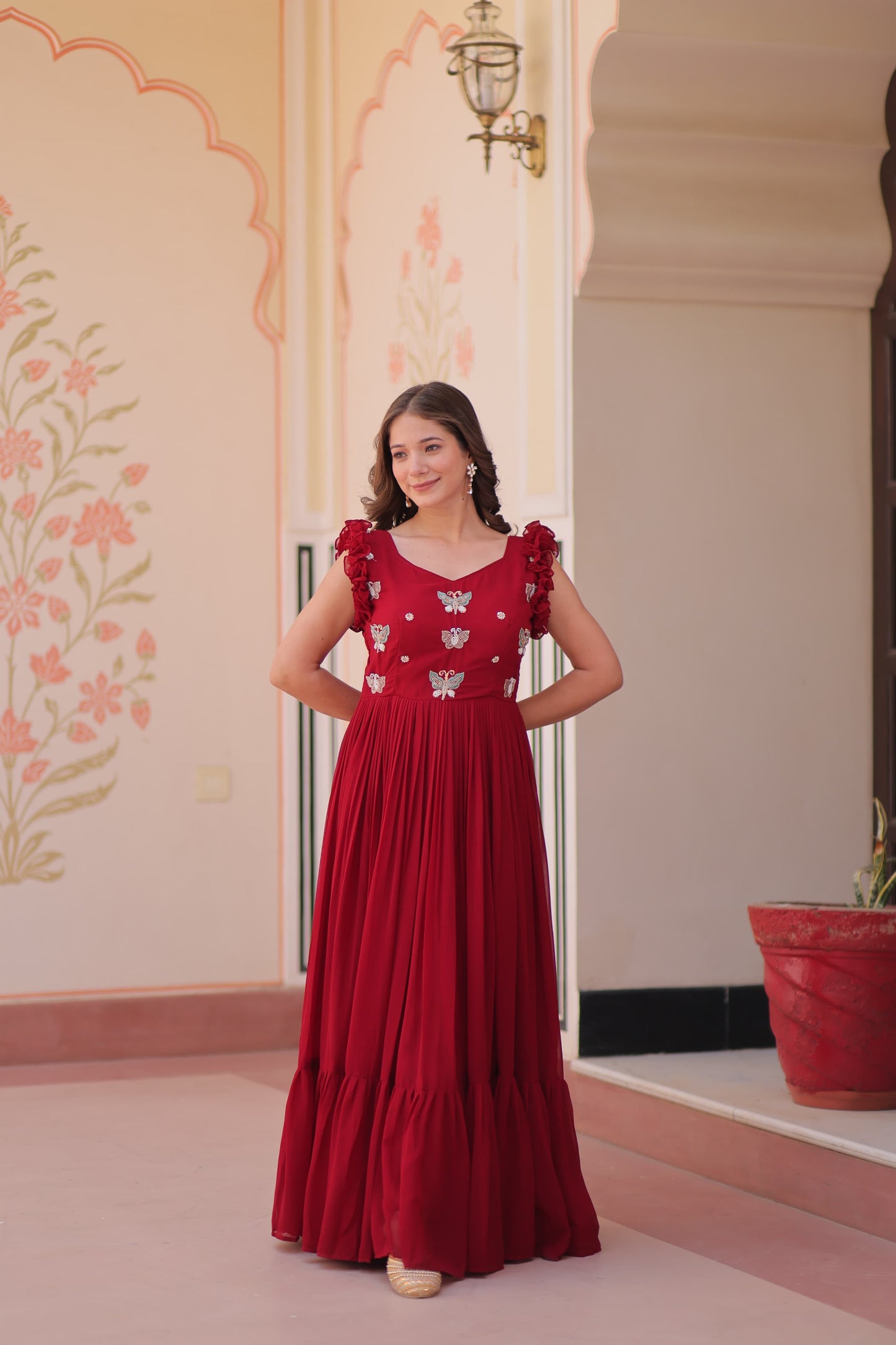 Faux Blooming Multithreaded Gown