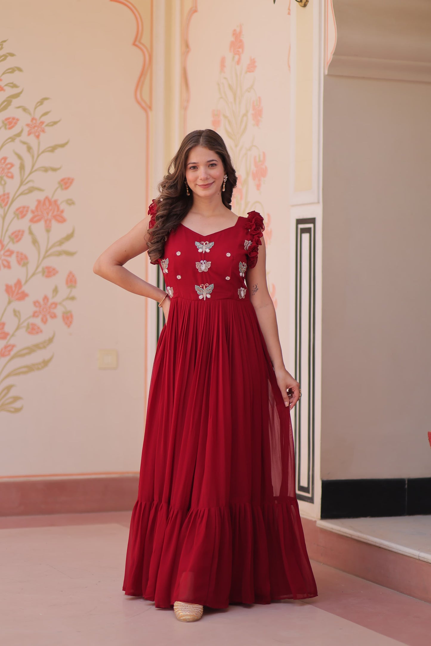 Faux Blooming Multithreaded Gown