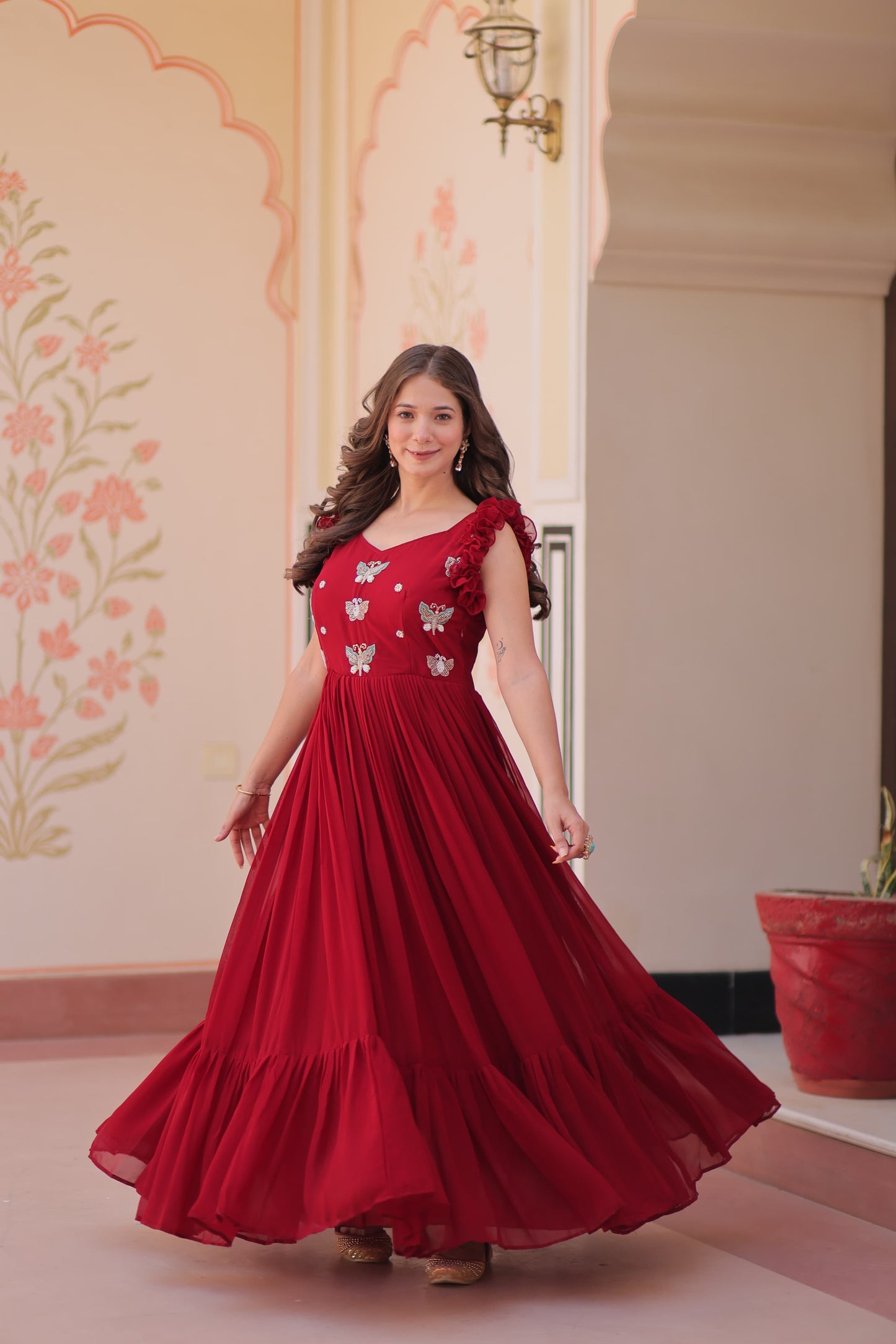 Faux Blooming Multithreaded Gown