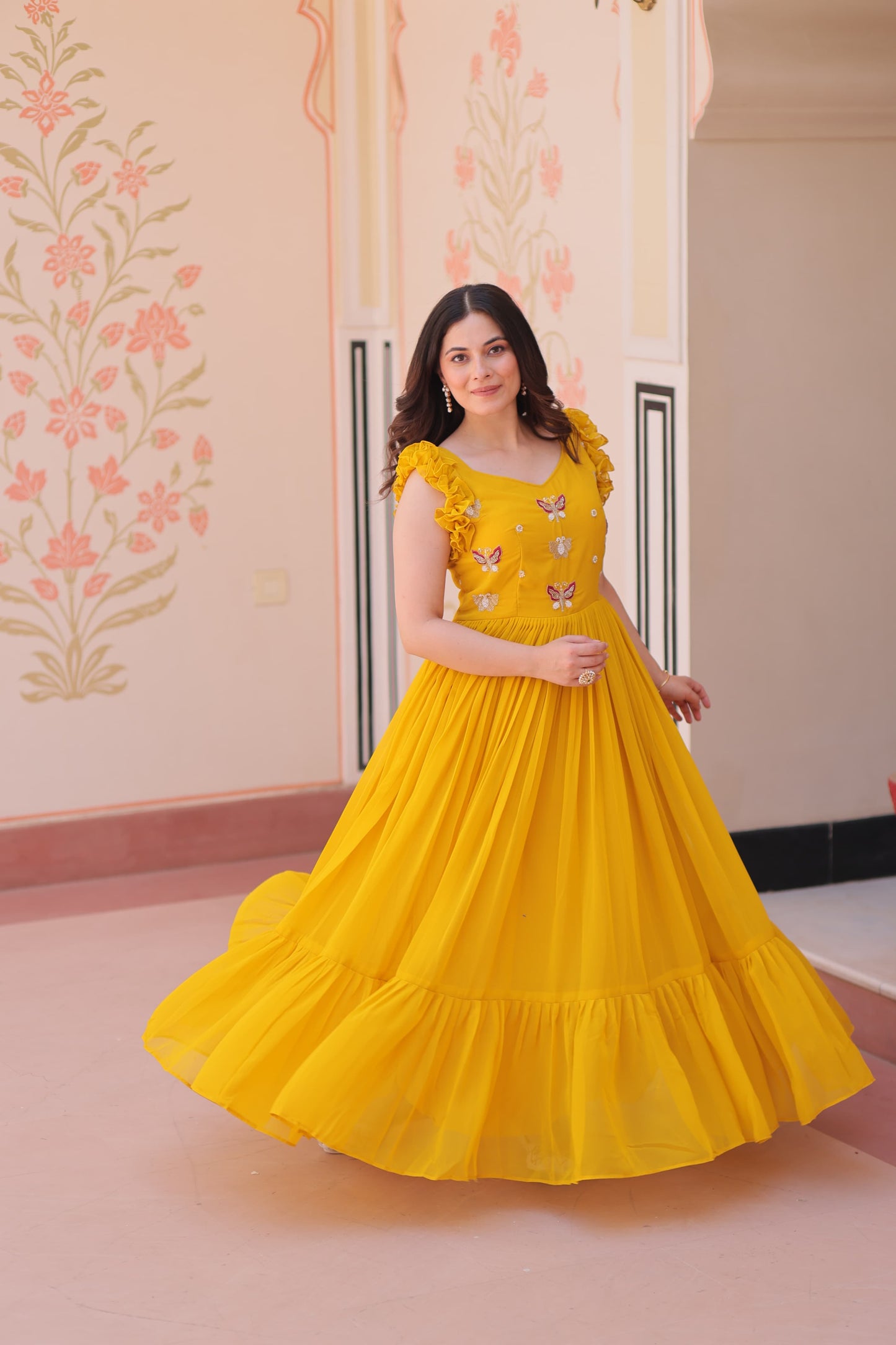 Faux Blooming Multithreaded Gown