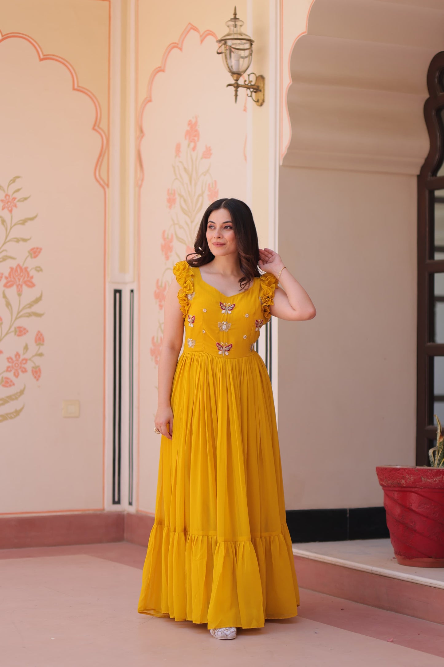 Faux Blooming Multithreaded Gown