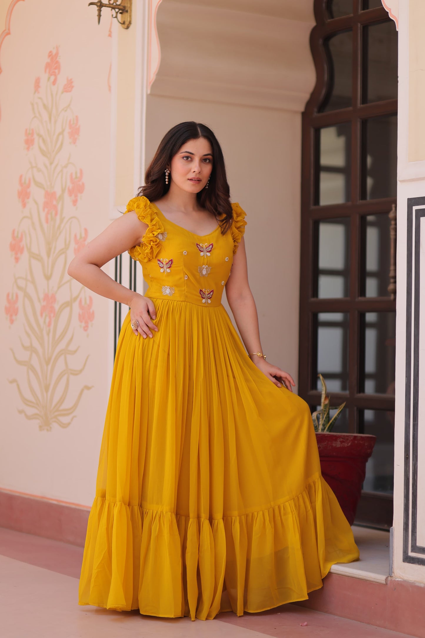 Faux Blooming Multithreaded Gown