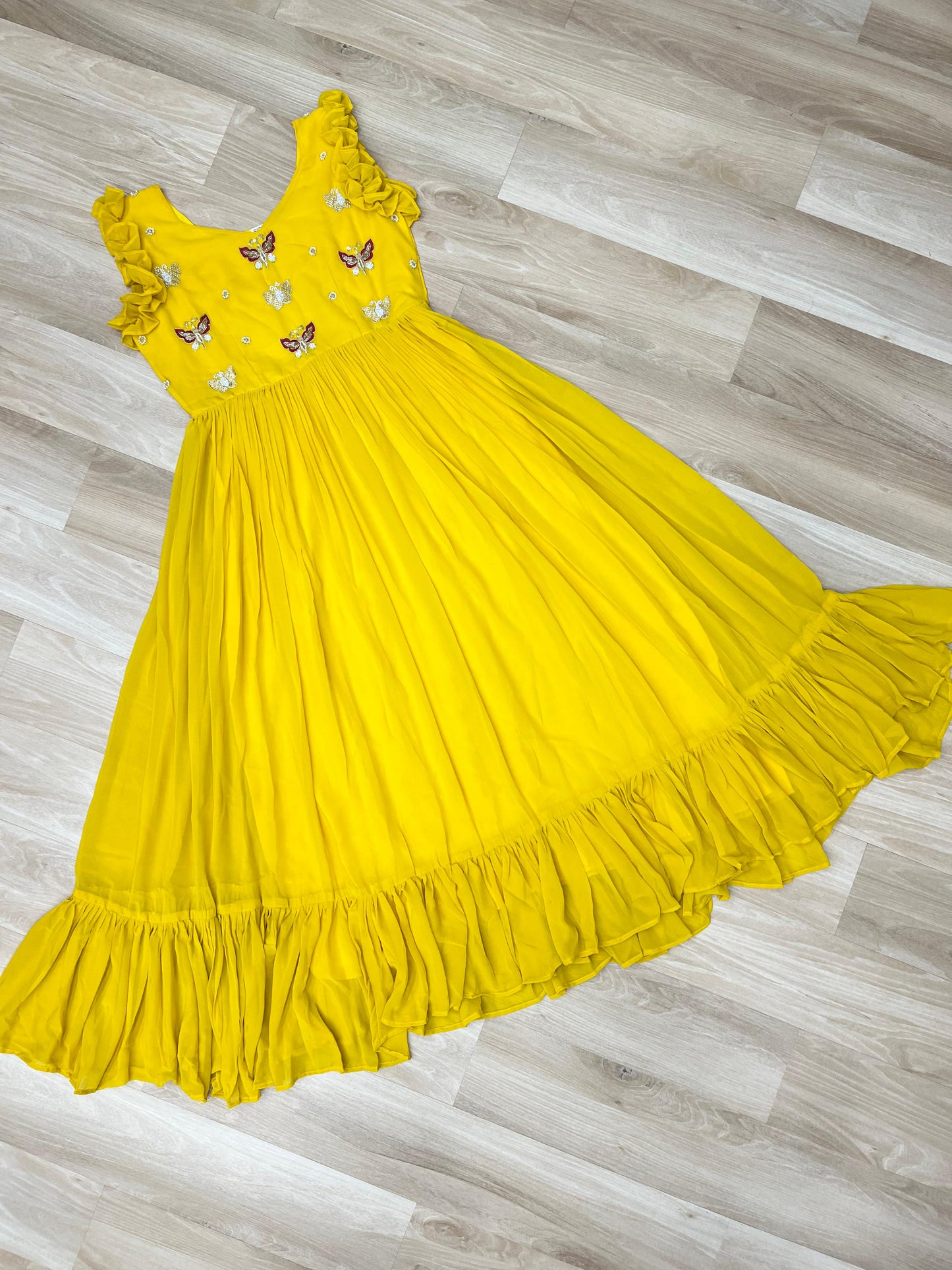 Faux Blooming Multithreaded Gown