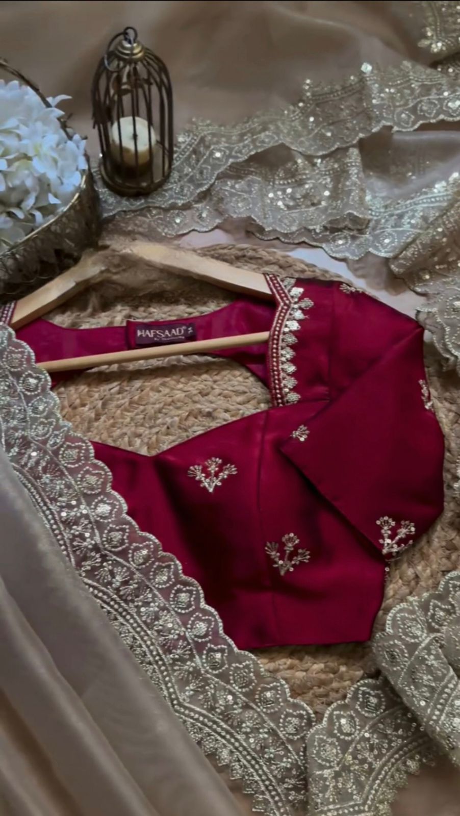 Cream Premium Jimmy Chu Elegant Thread Work Saree