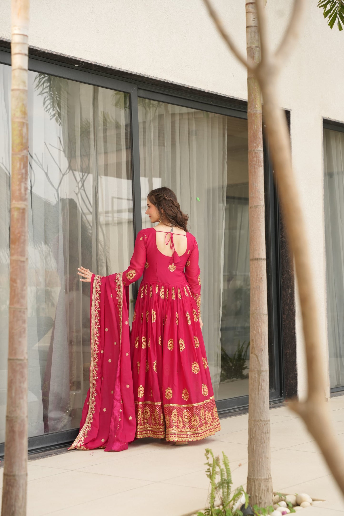 Gorgeous Star Georgette With Sequins Work Gown With Dupatta