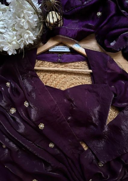 Purple Pure Space Silk With Elegant Texture Saree