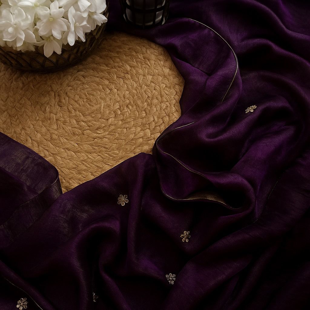 Purple Pure Space Silk With Elegant Texture Saree