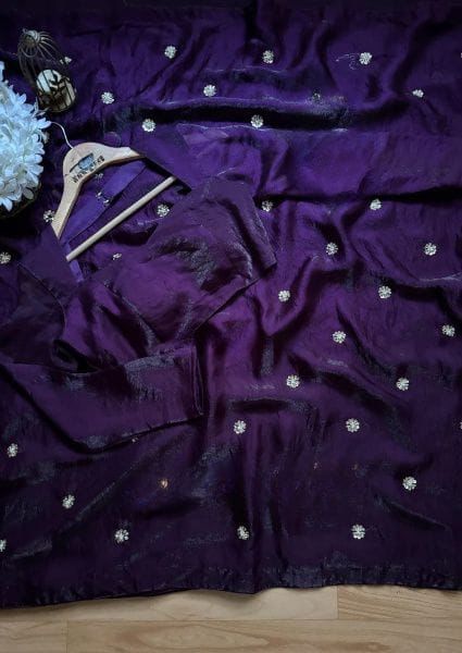 Purple Pure Space Silk With Elegant Texture Saree