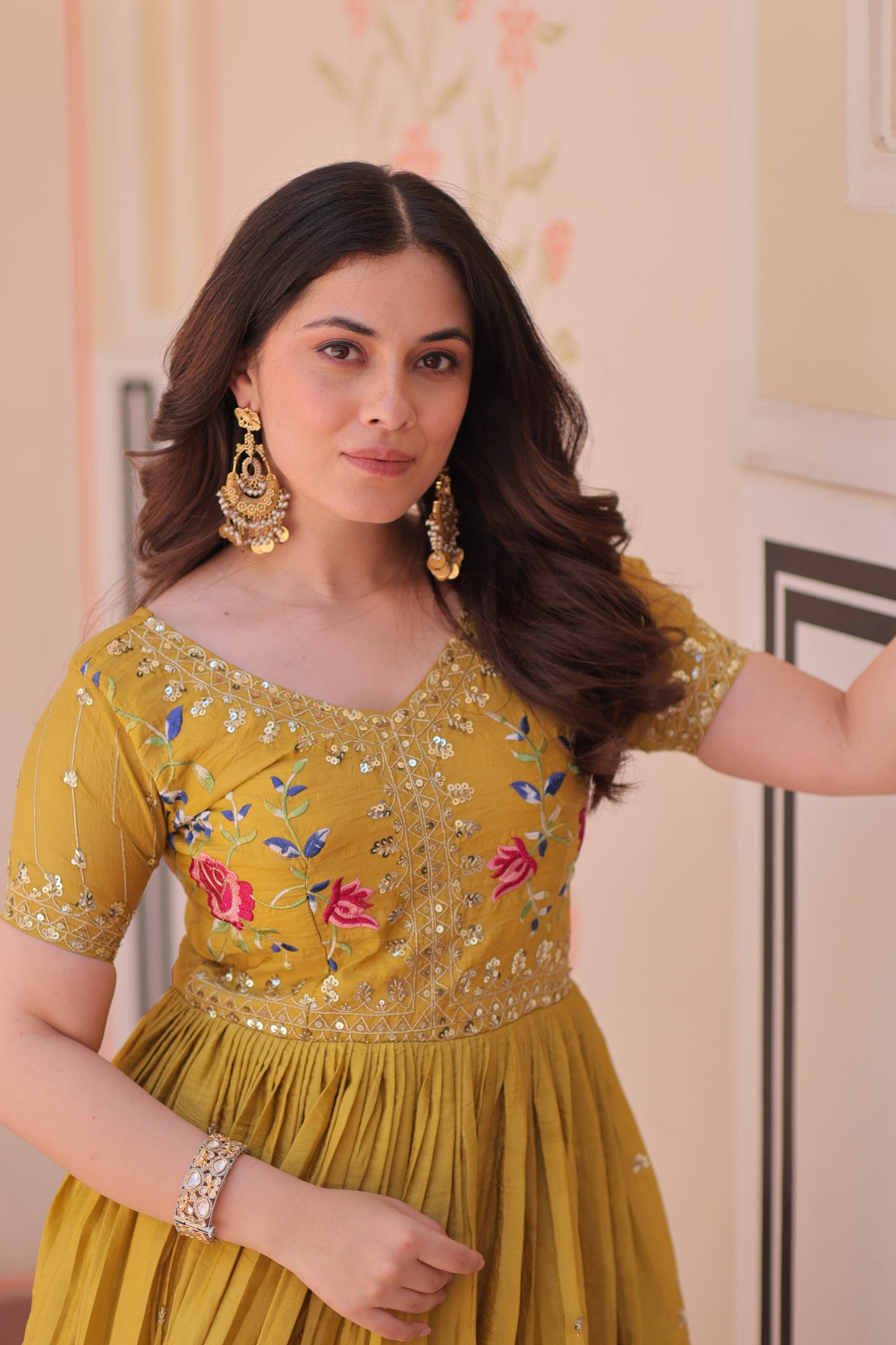 Gold Crush Zari & Sequins Work Gown