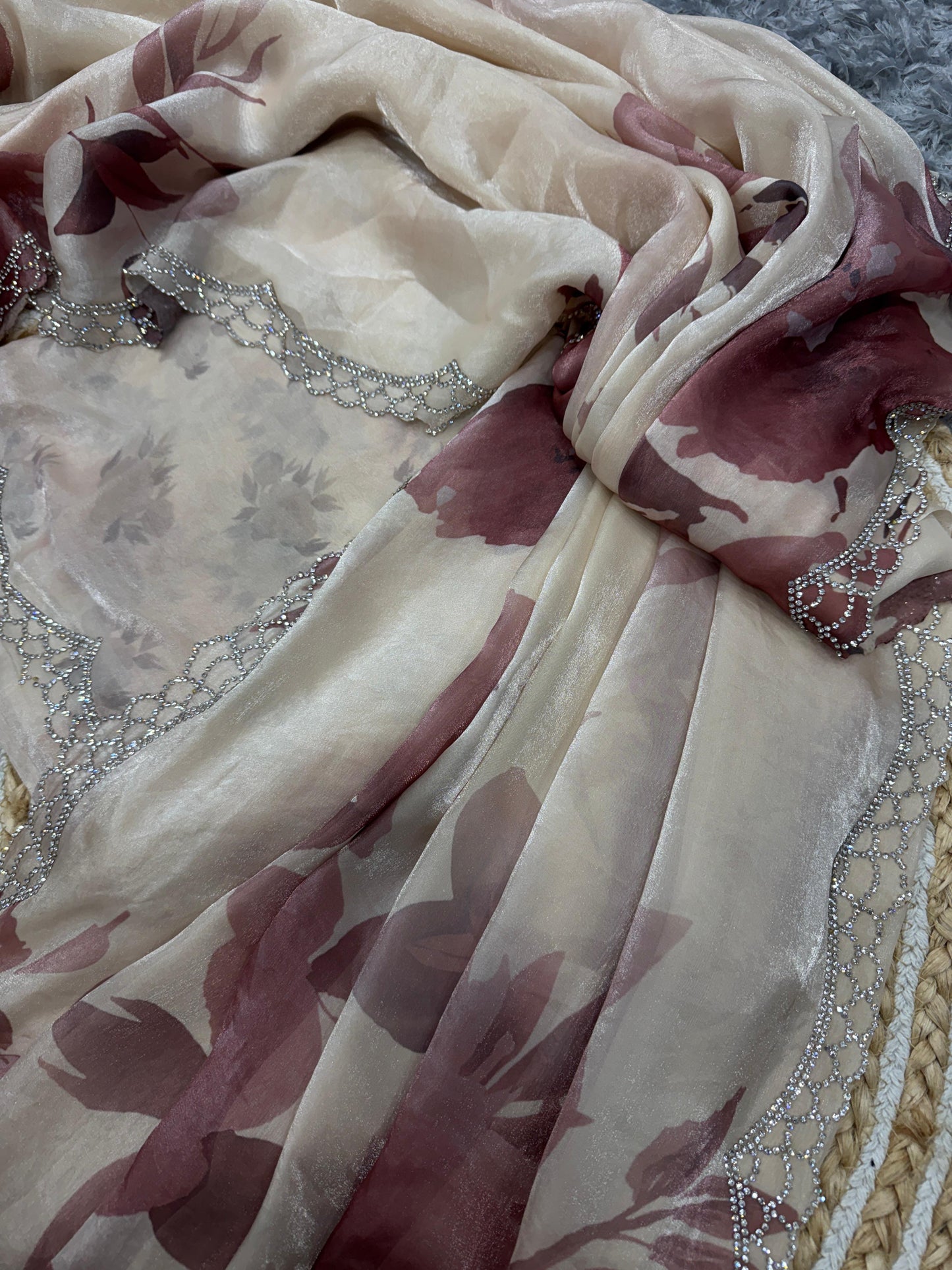 Floral Print Soft Space Silk Saree
