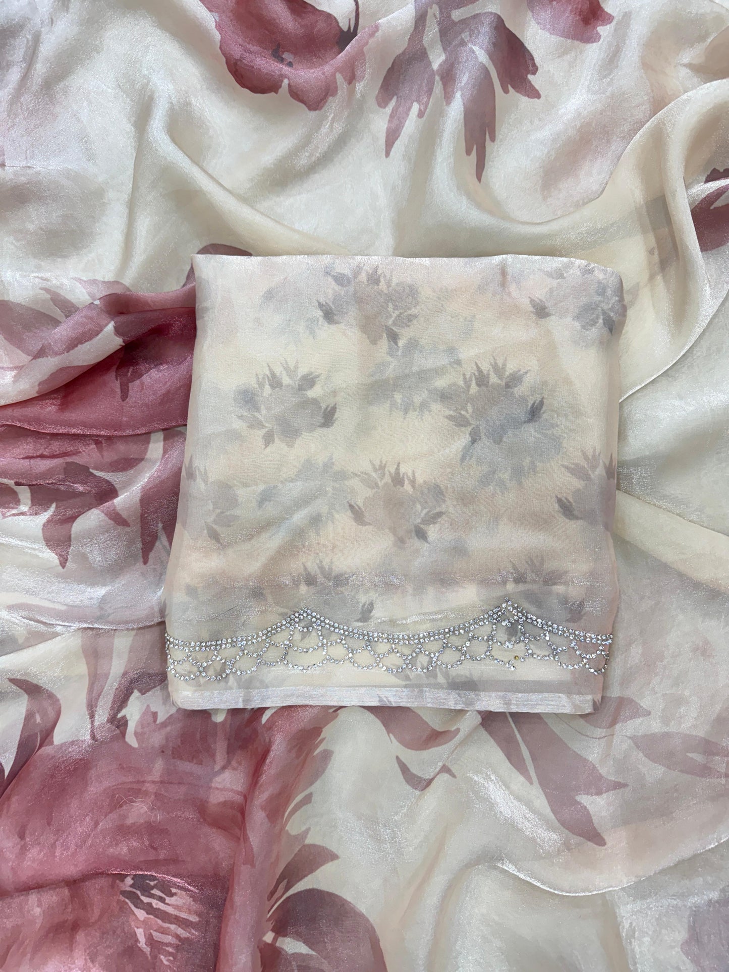 Floral Print Soft Space Silk Saree