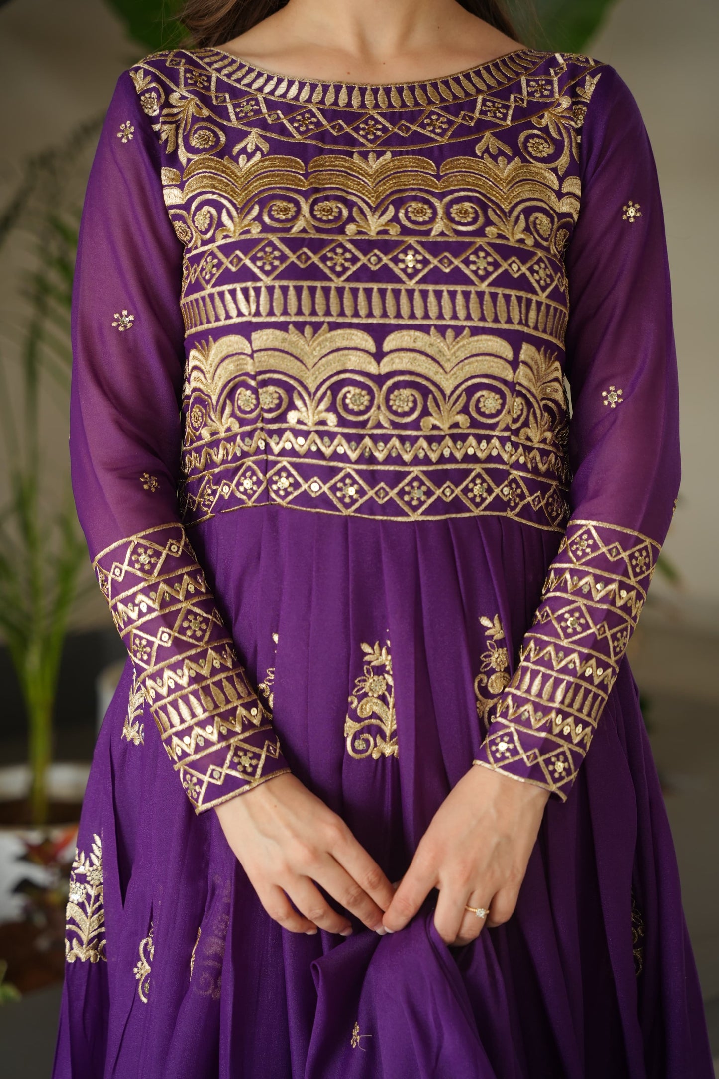 Rama Chinnon Sequins-Multi Beads Work Gown With Dupatta