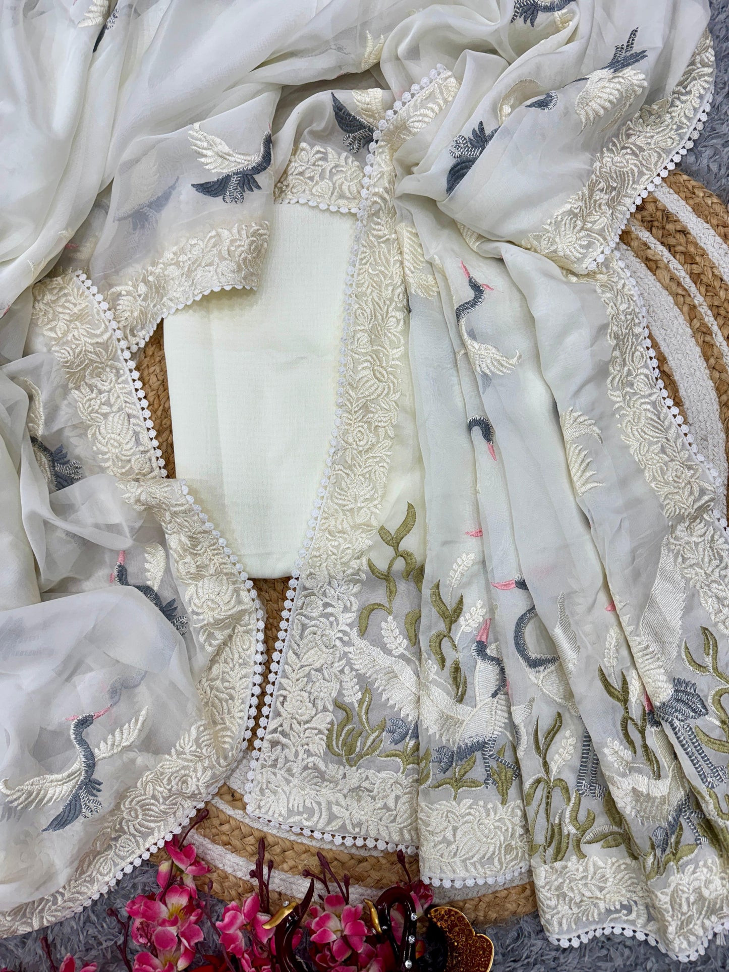 Off White Soft Tebby Silk Saree