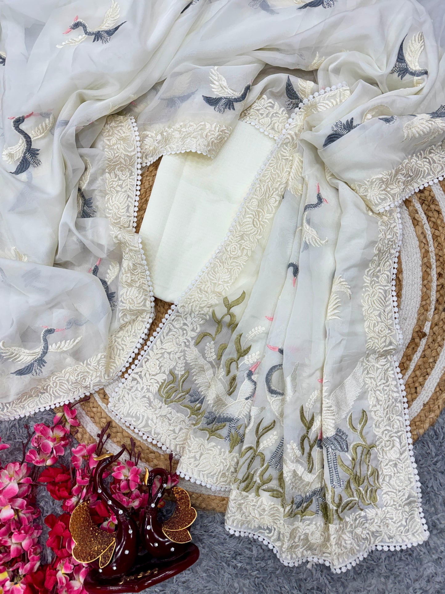 Off White Soft Tebby Silk Saree