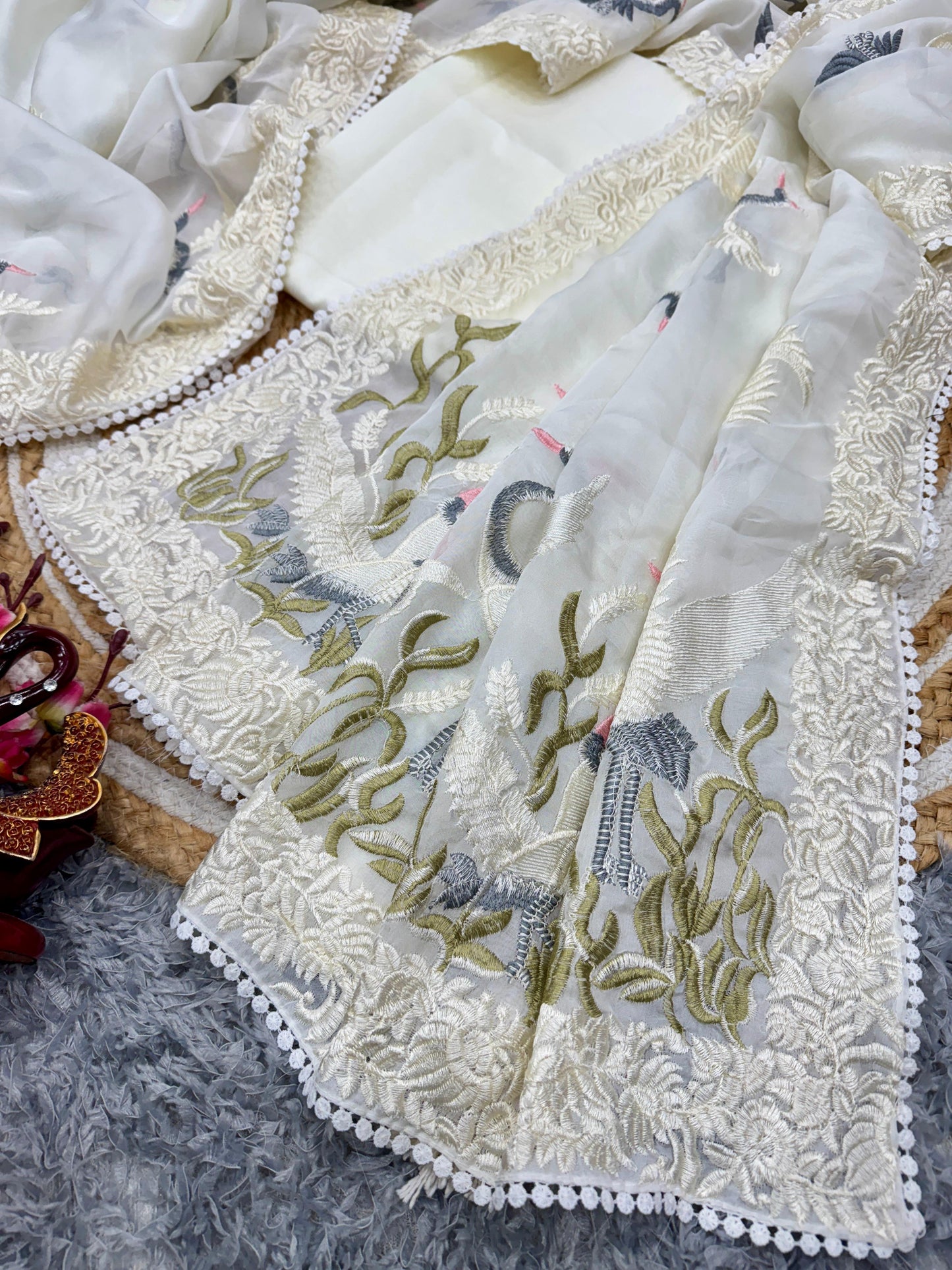 Off White Soft Tebby Silk Saree