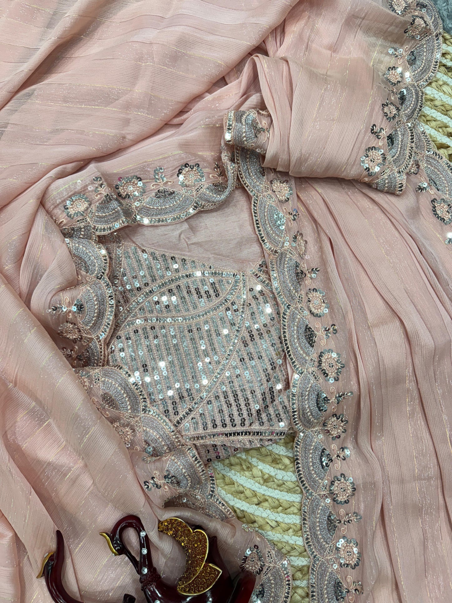 Light Pink Soft Chiffon Saree