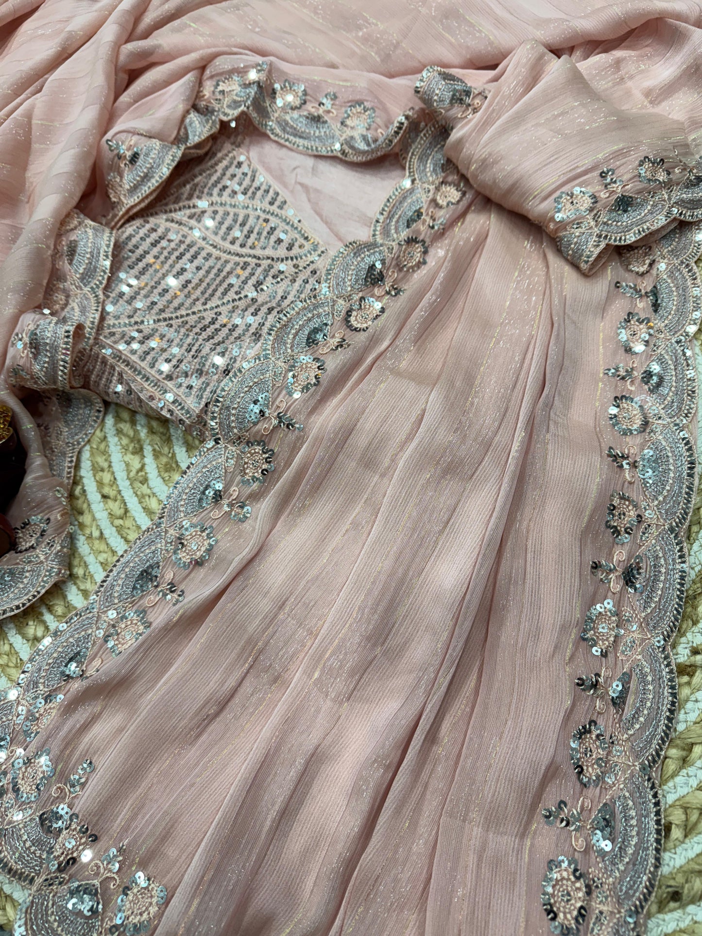 Light Pink Soft Chiffon Saree