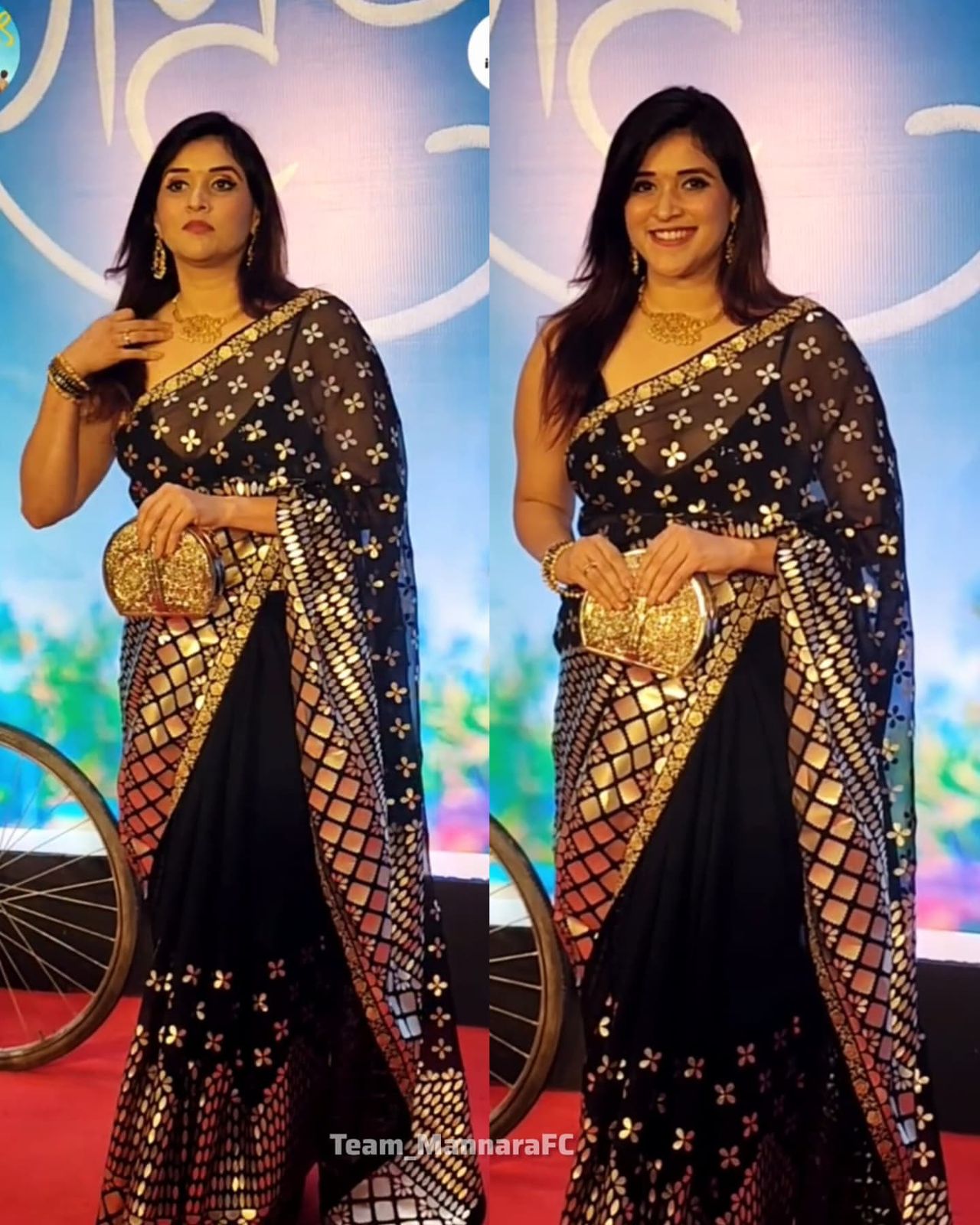 Black Rangoli Silk With Zari & Foil Embroidery Work Saree