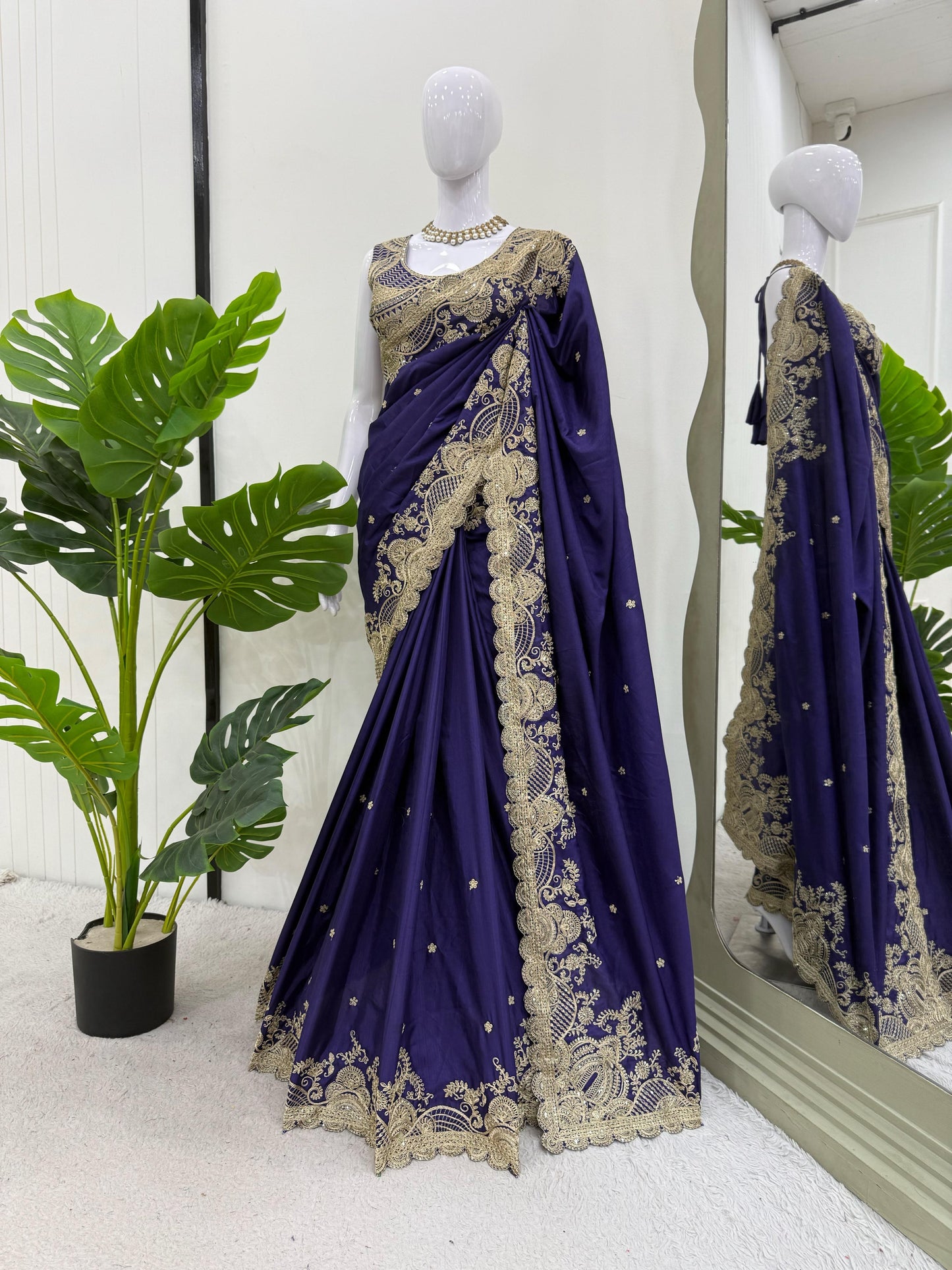 Purple Rangoli Silk Sequins Work Saree