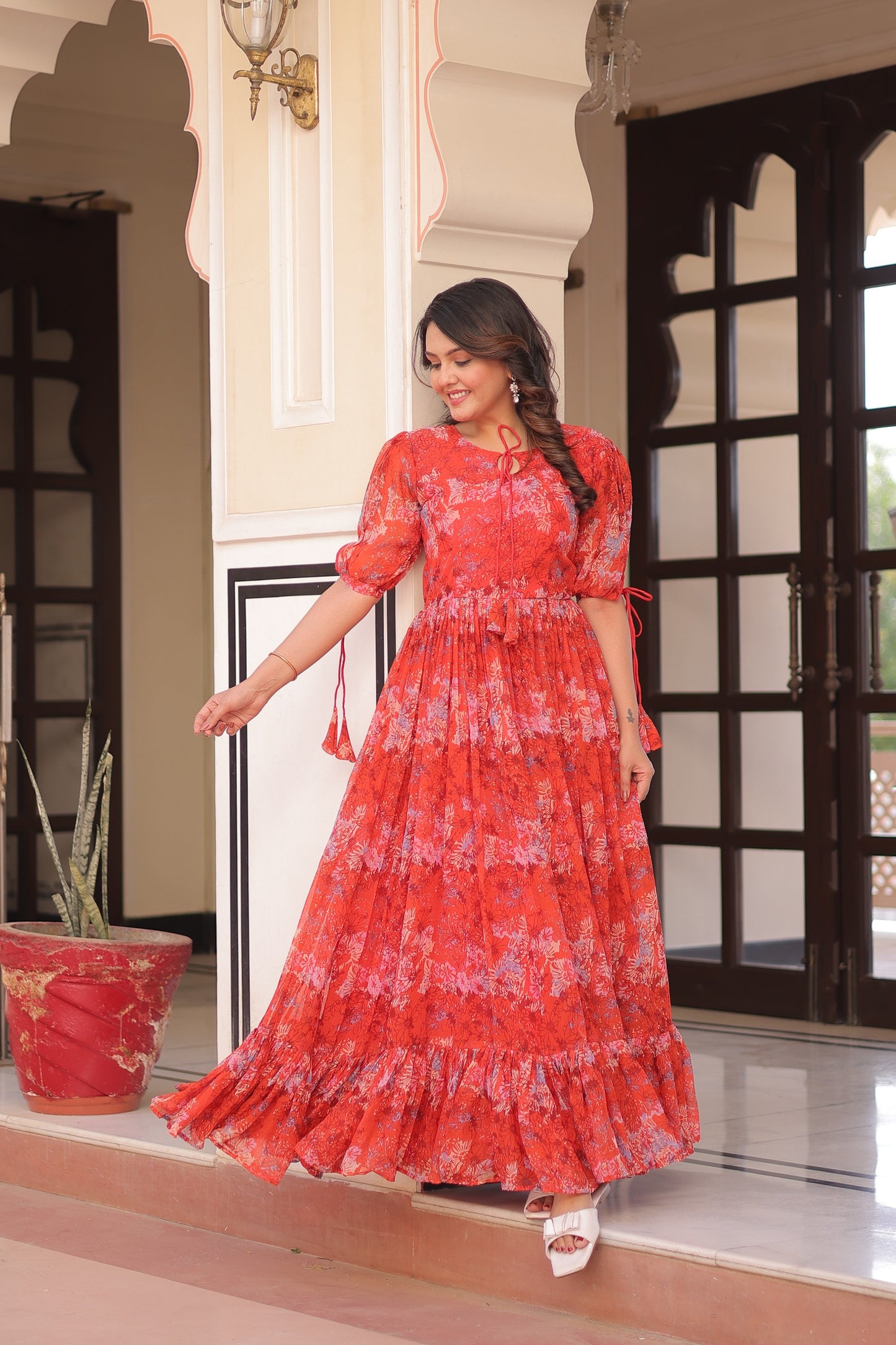 Gajri Faux Georgette with Printed Work