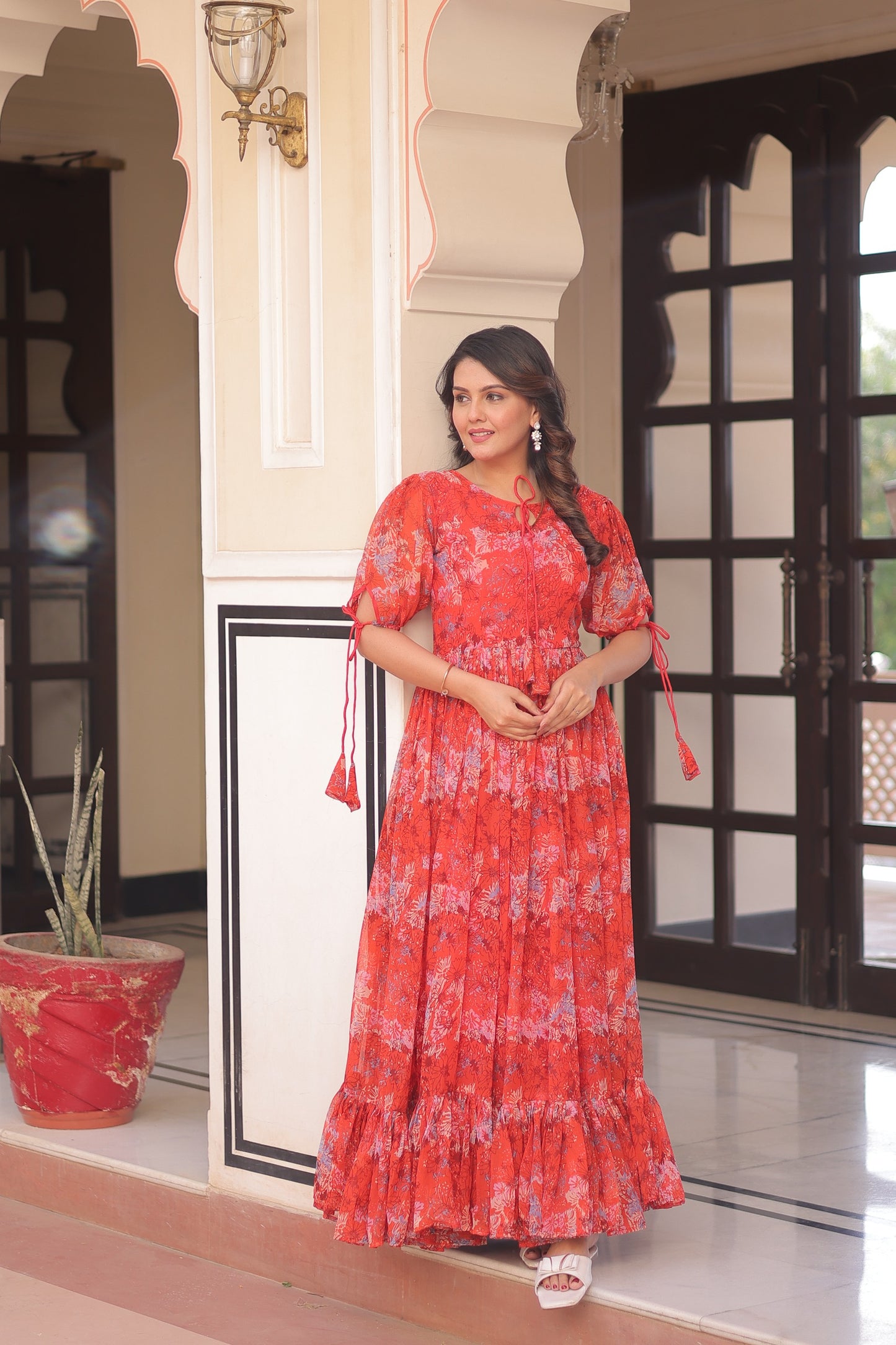 Gajri Faux Georgette with Printed Work