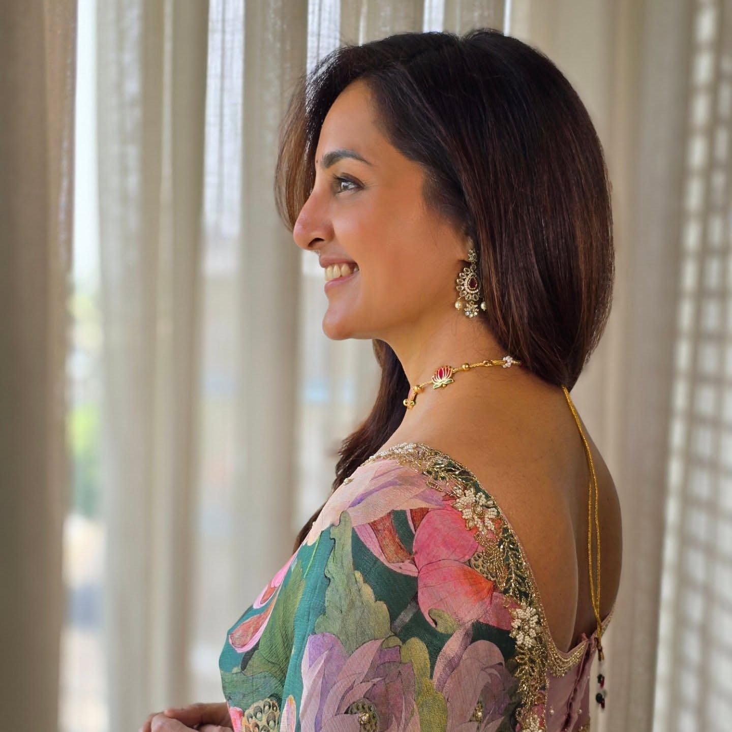 Green Tebby Silk Floral Print With Katdana Work Saree