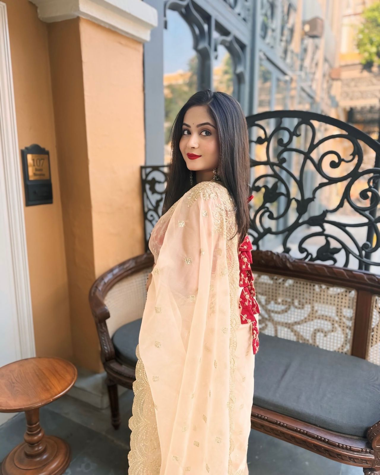 Off White Heavy Soft Nylon Organza Zari Embroidery Work Saree