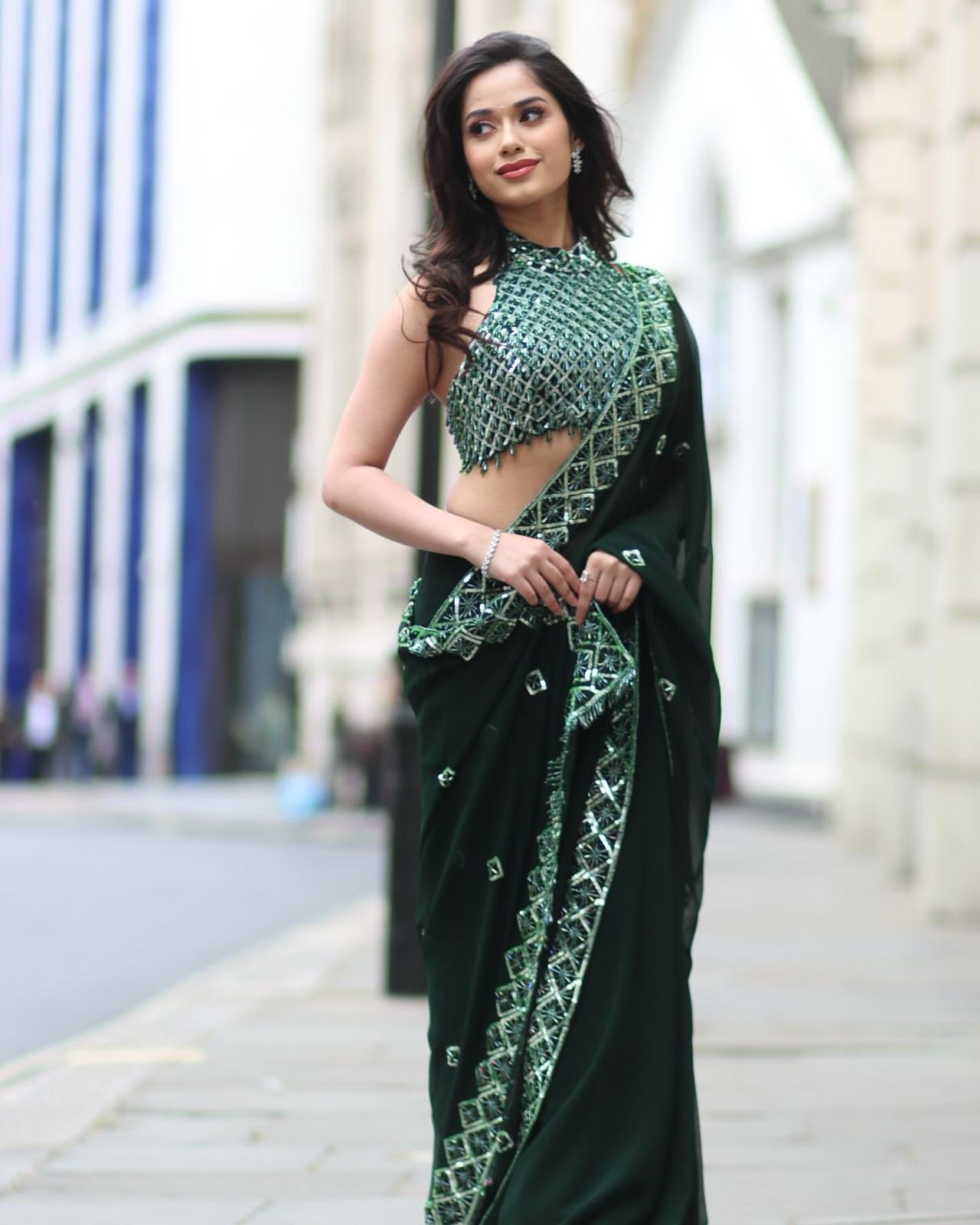 Bottle Green Soft Rangoli Silk Embroidery Work Saree