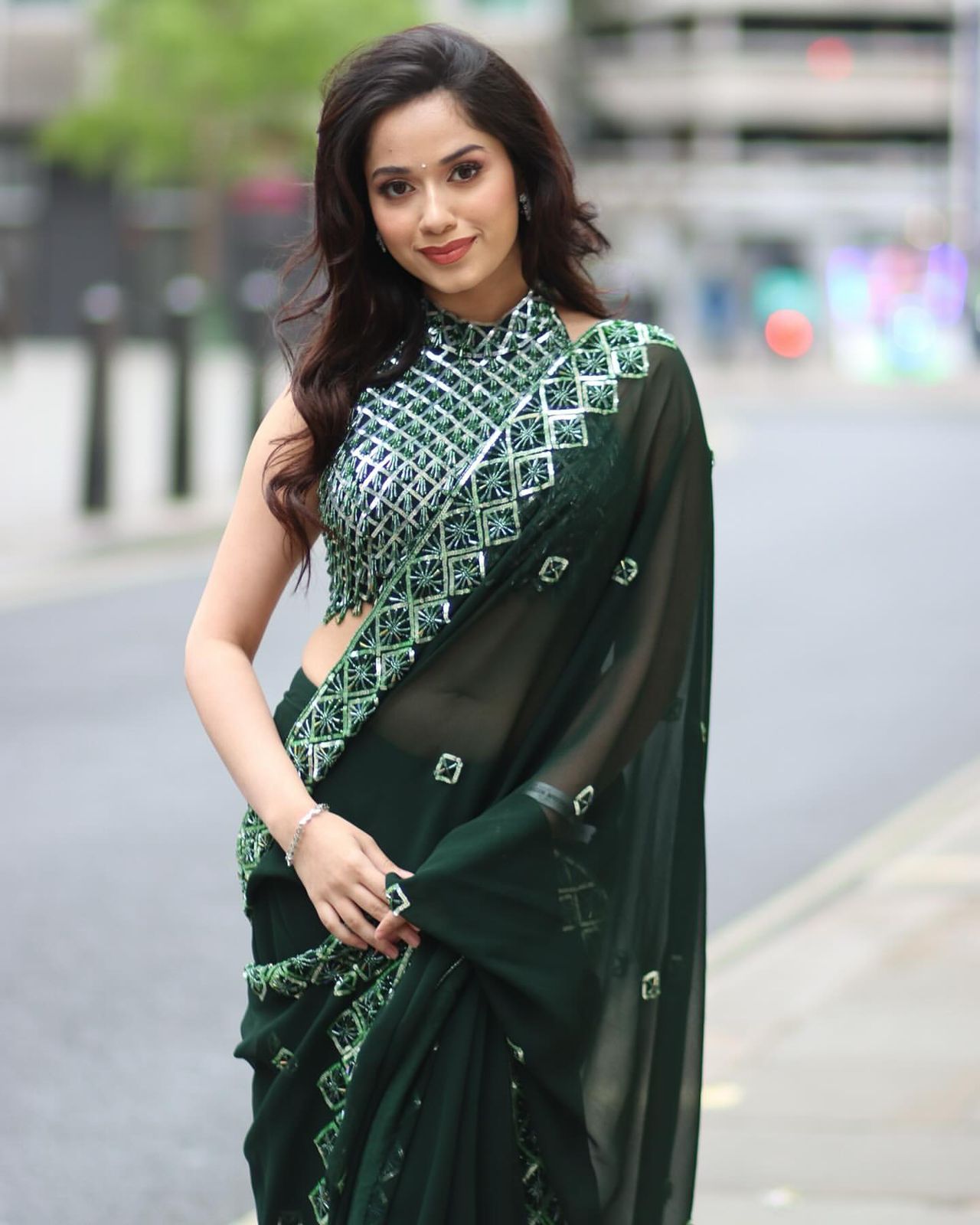 Bottle Green Soft Rangoli Silk Embroidery Work Saree