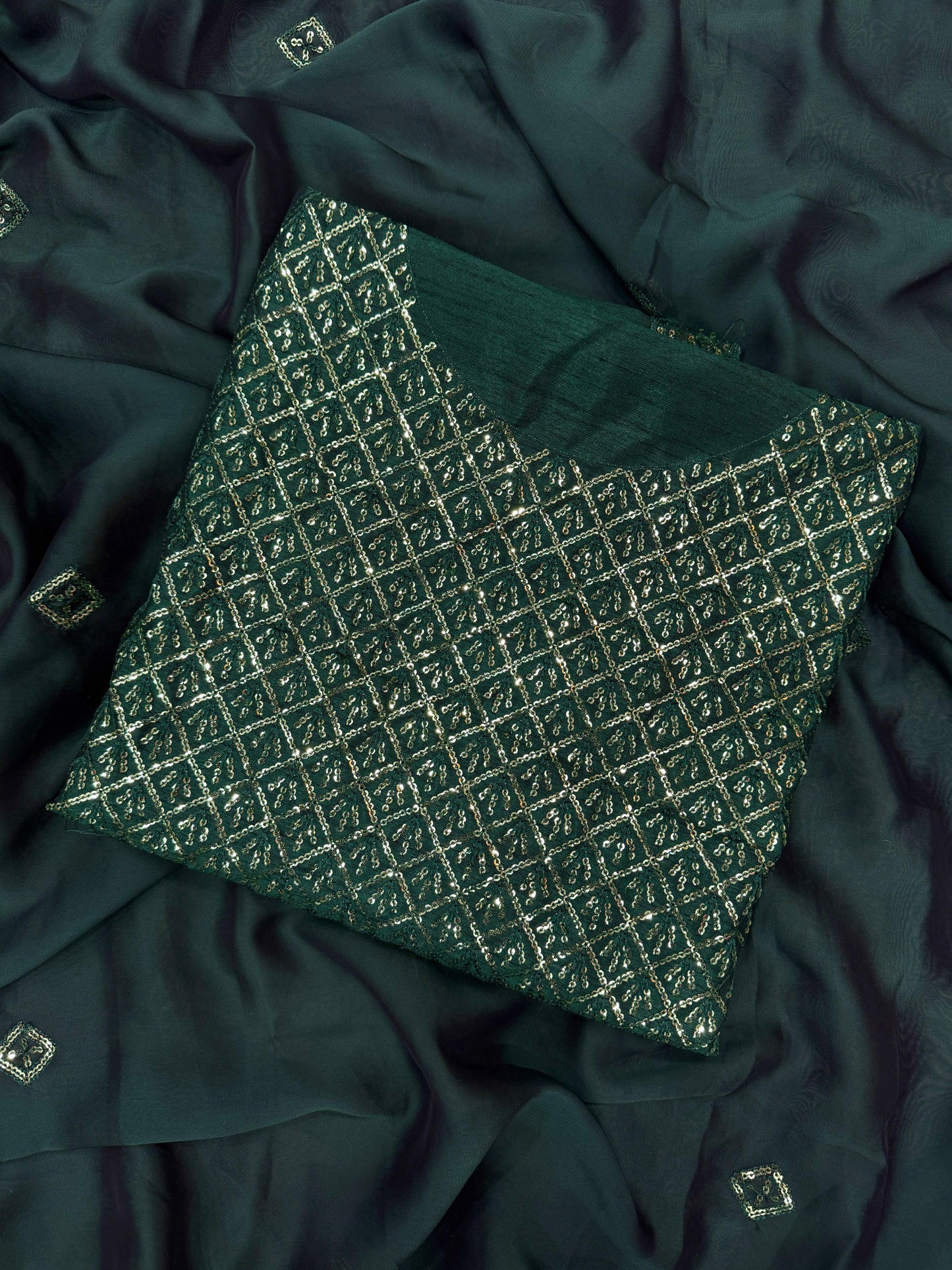 Bottle Green Soft Rangoli Silk Embroidery Work Saree