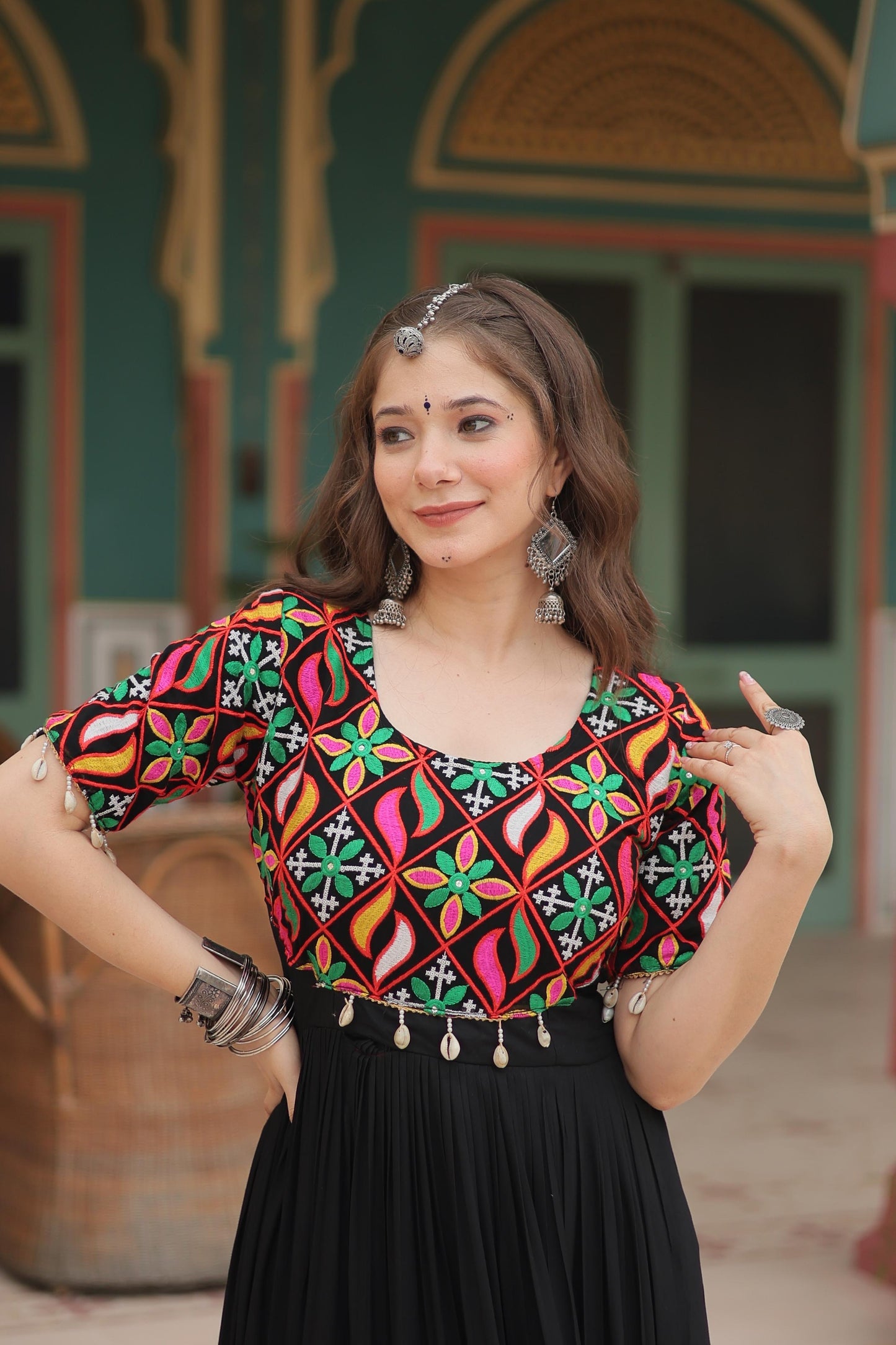 Black Rayon Kodi Work Gown