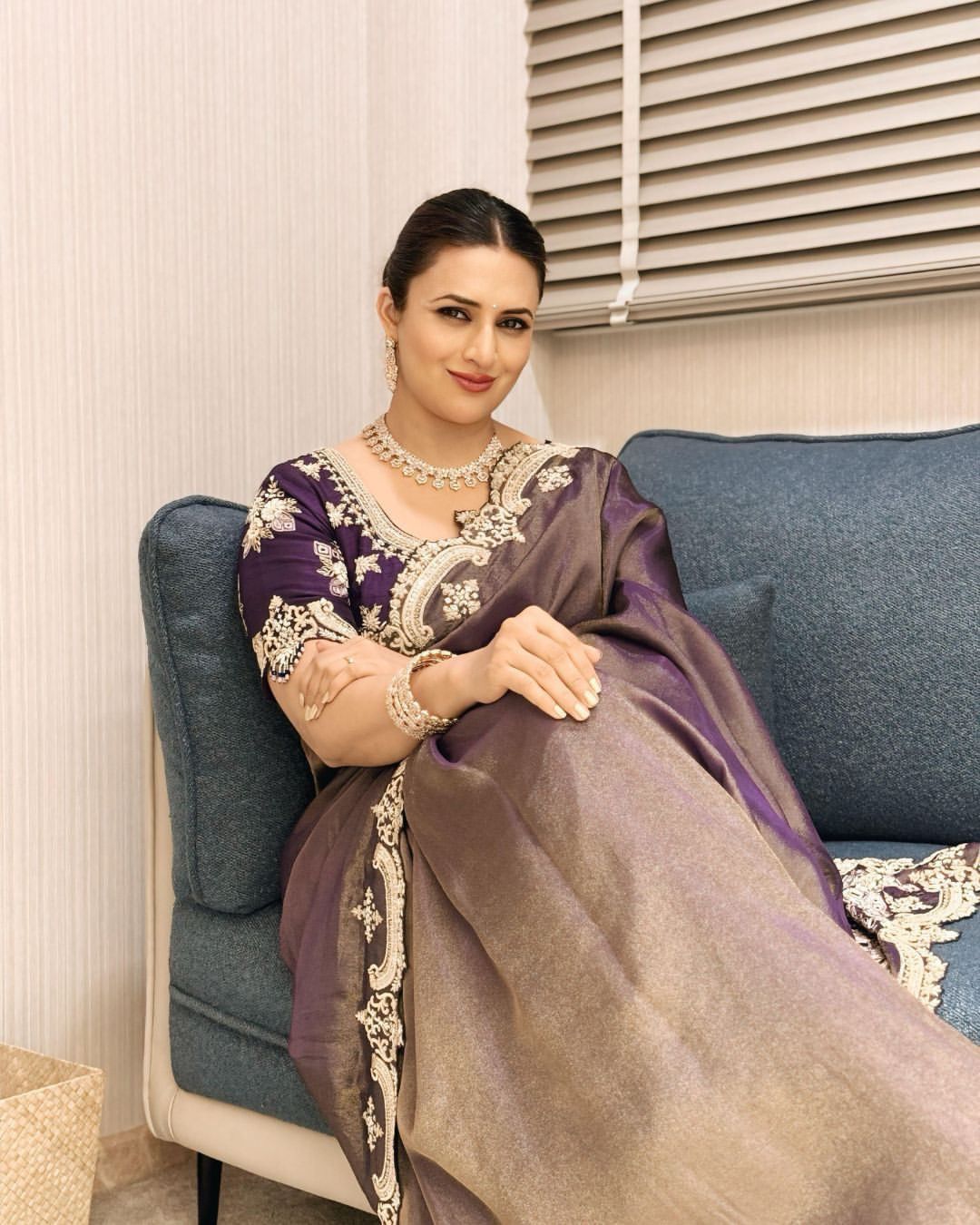 Wine color Two Tone Soft Copper Gold Weave Silk Saree
