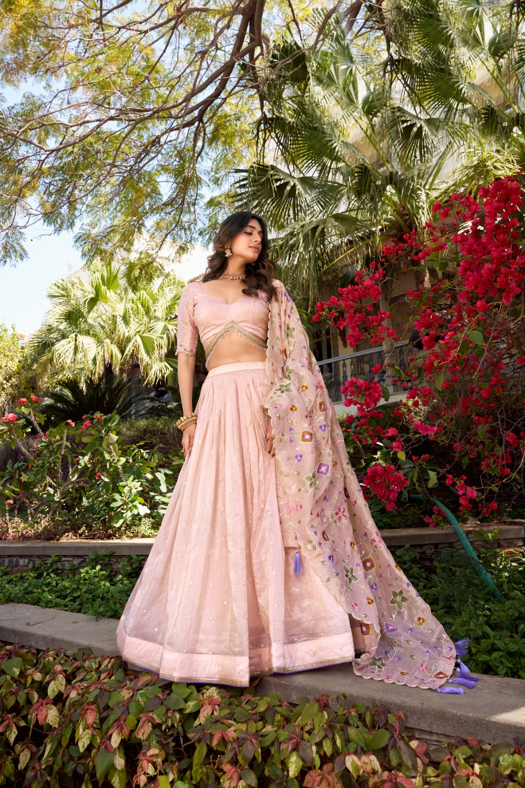 Light Pink Gold Crush Lehenga Choli