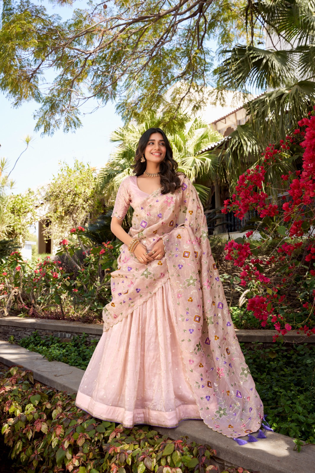 Light Pink Gold Crush Lehenga Choli