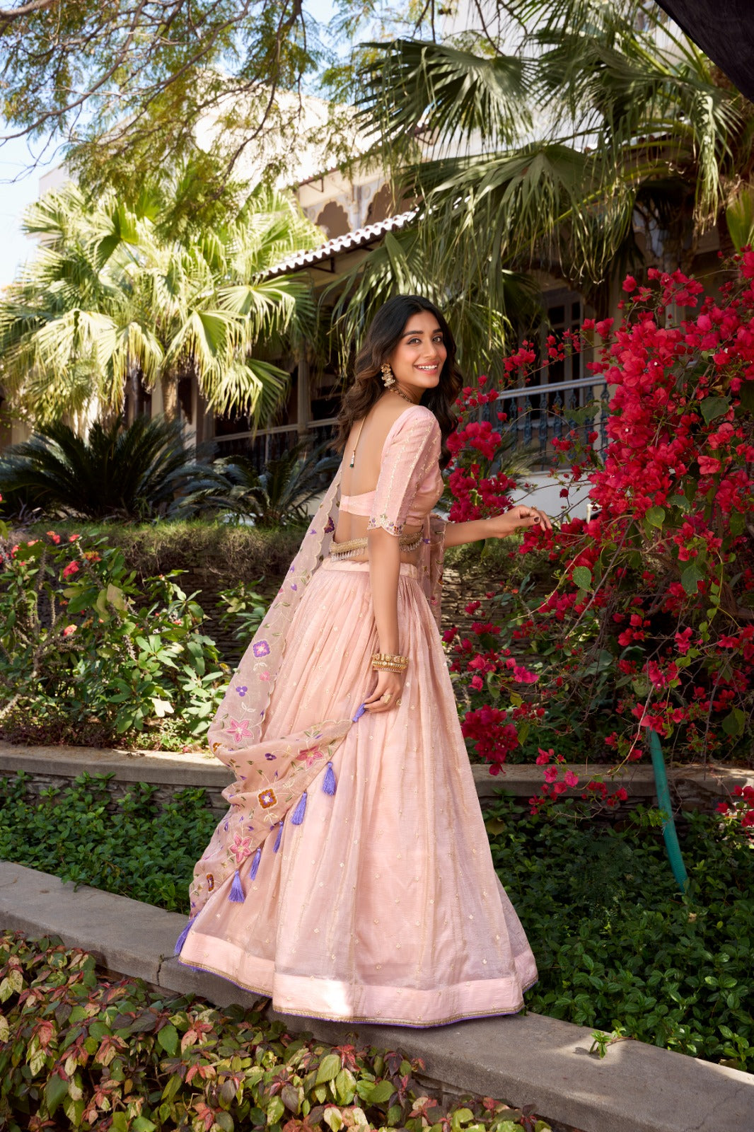 Light Pink Gold Crush Lehenga Choli