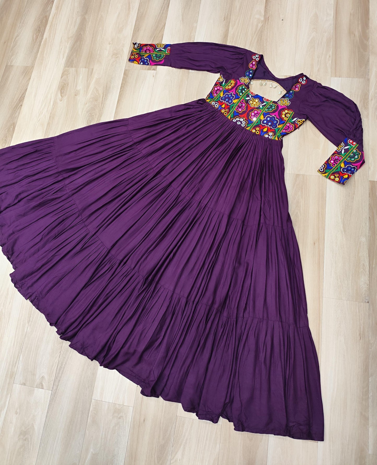 Wine Kutchi Gamthi Work Gown