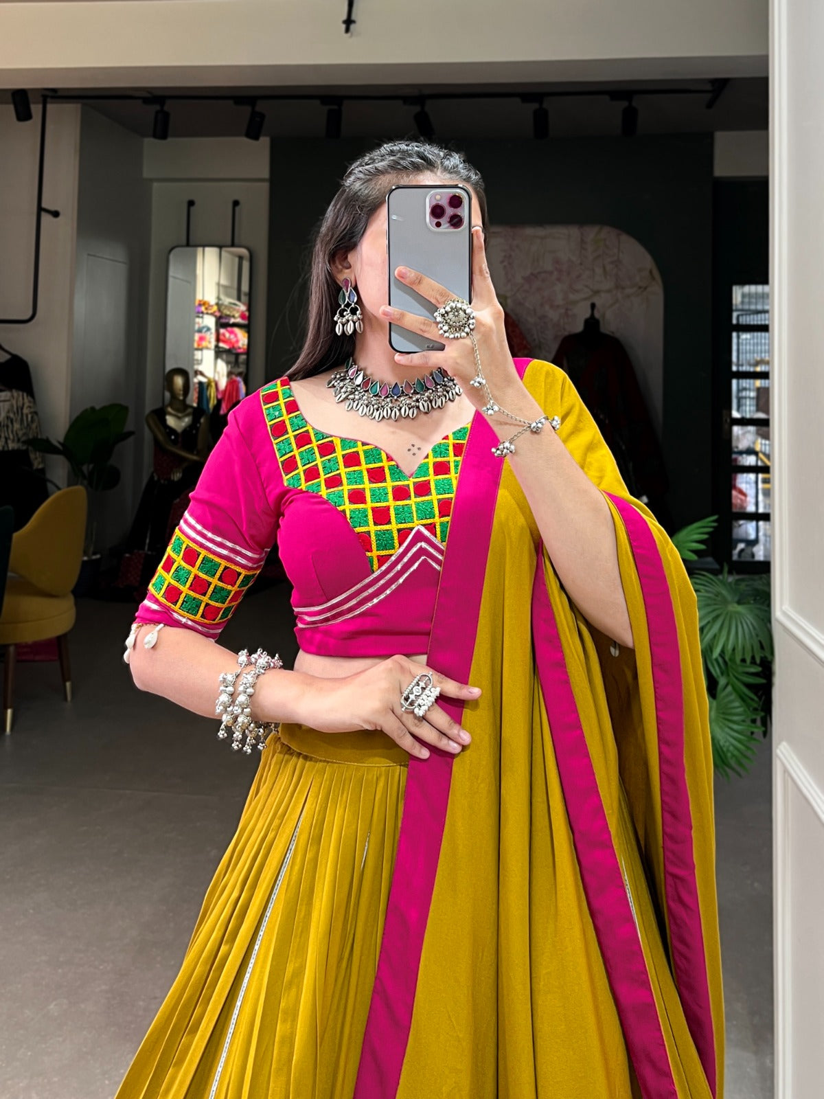 Mustard Pure Rayon With Gota Patti Touch Up Lehenga