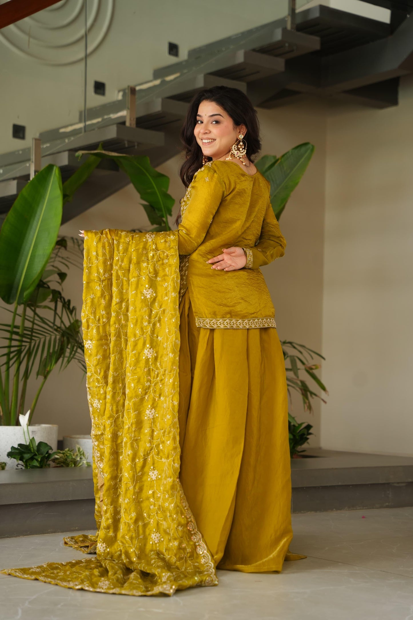 Mehendi Fendy Rich beads Embroidered Work Sharara set