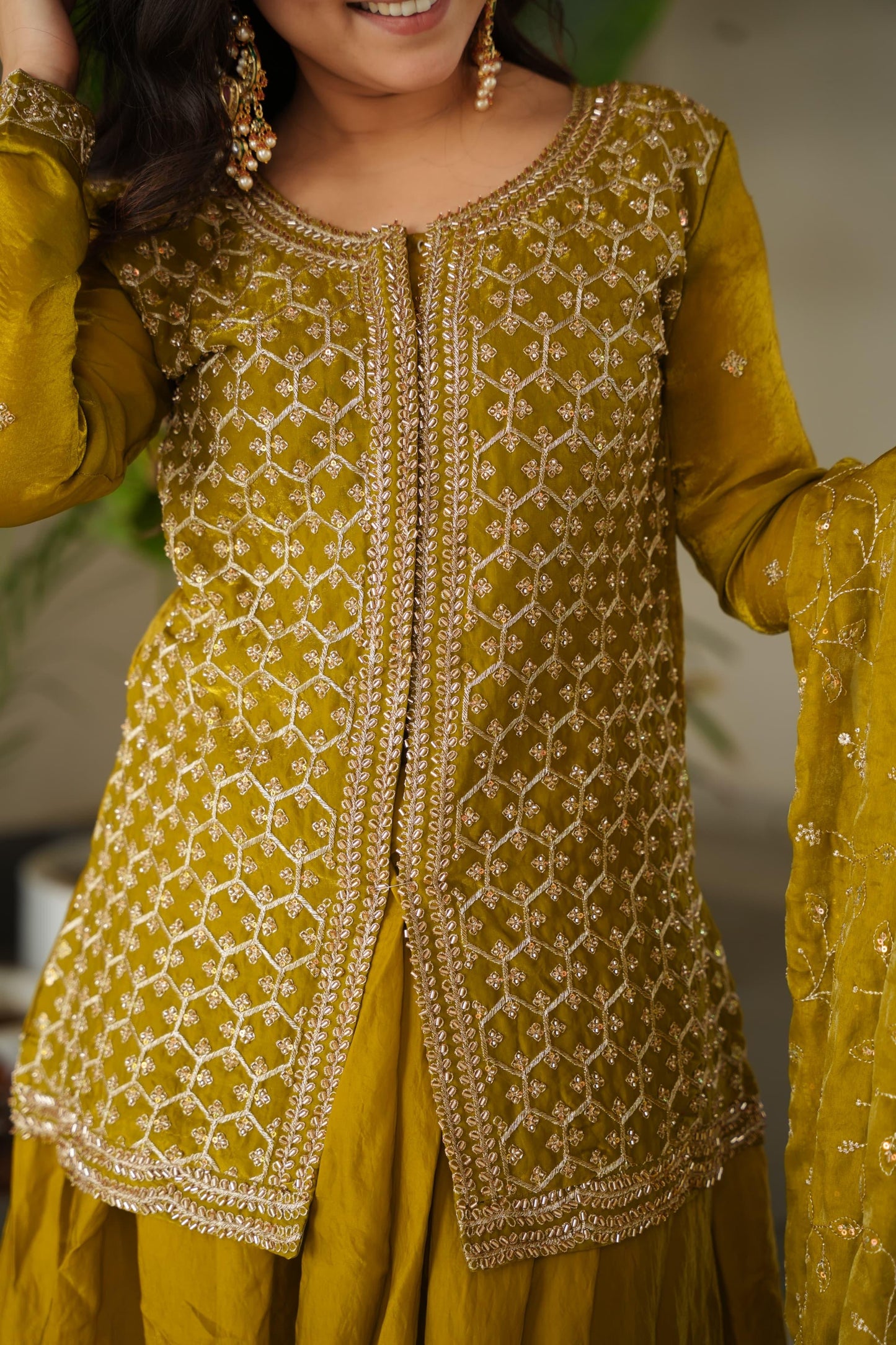 Mehendi Fendy Rich beads Embroidered Work Sharara set