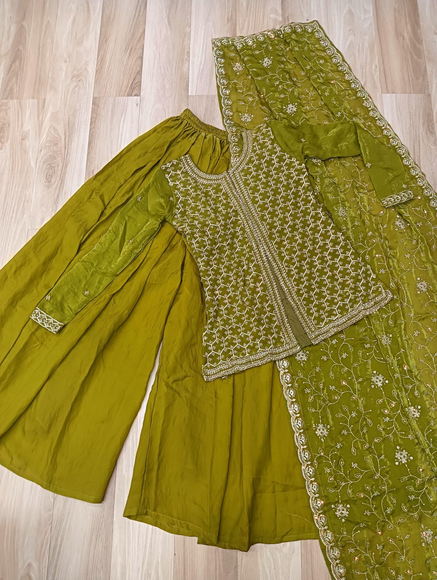 Mehendi Fendy Rich beads Embroidered Work Sharara set