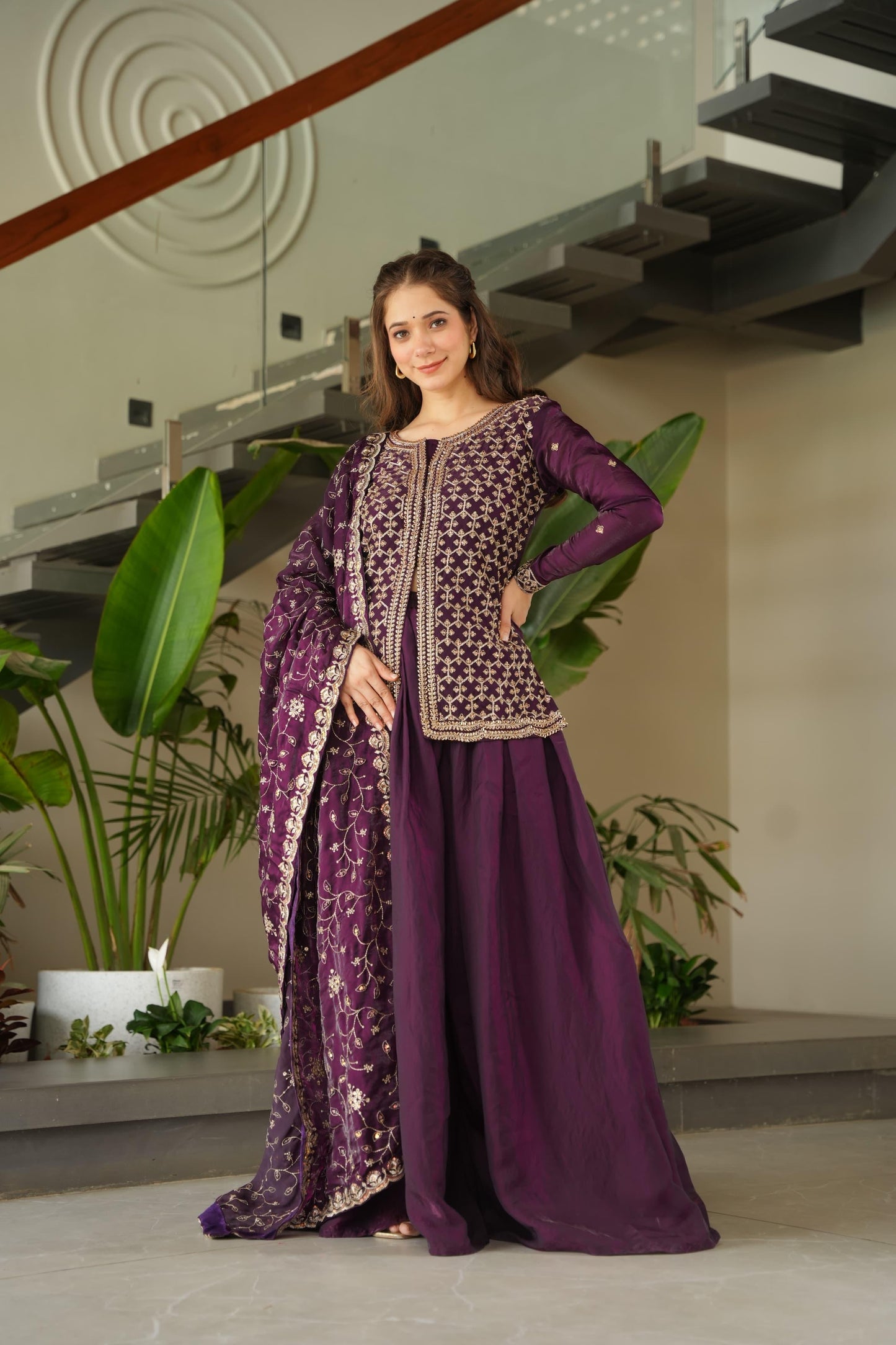 Mehendi Fendy Rich beads Embroidered Work Sharara set