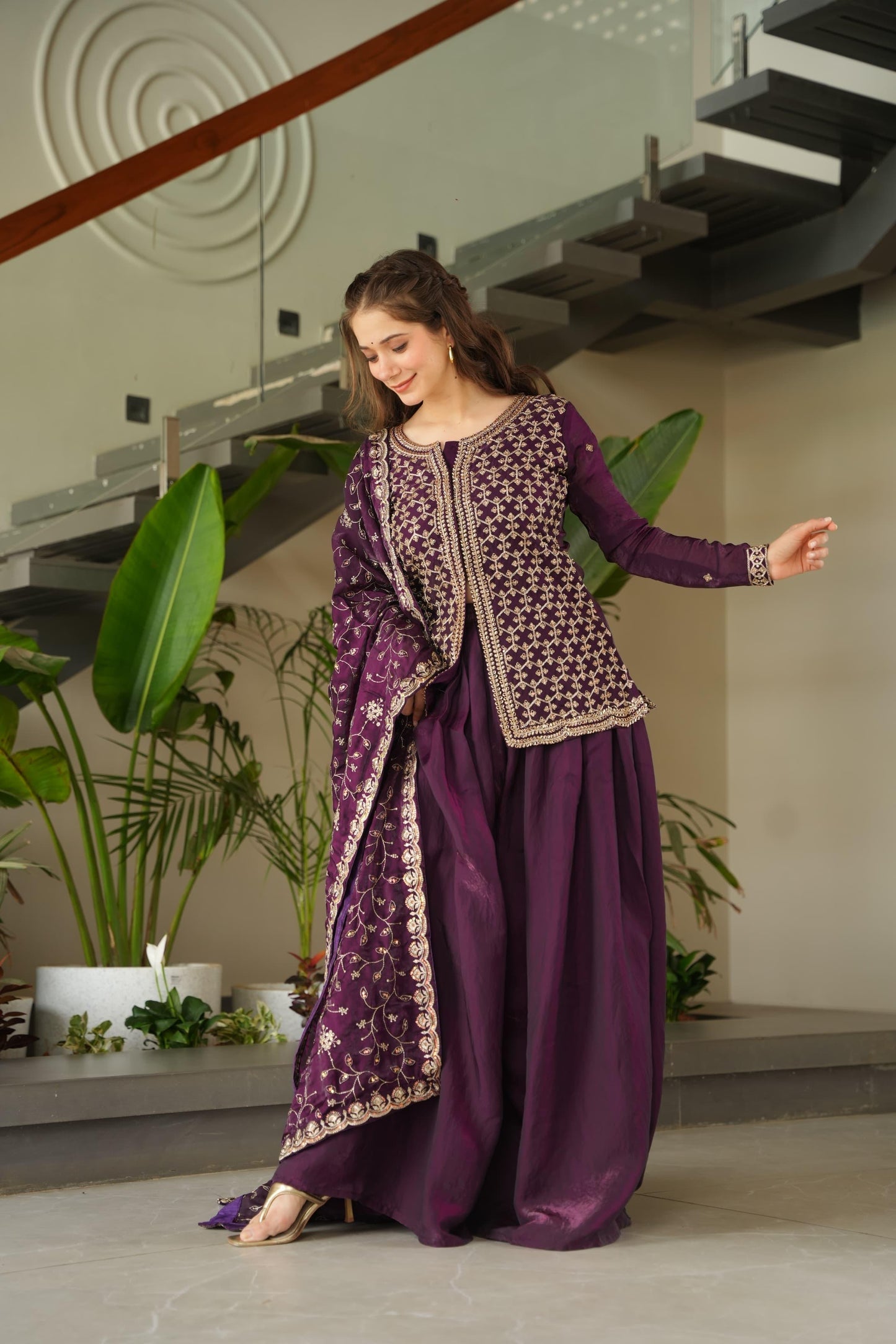 Mehendi Fendy Rich beads Embroidered Work Sharara set