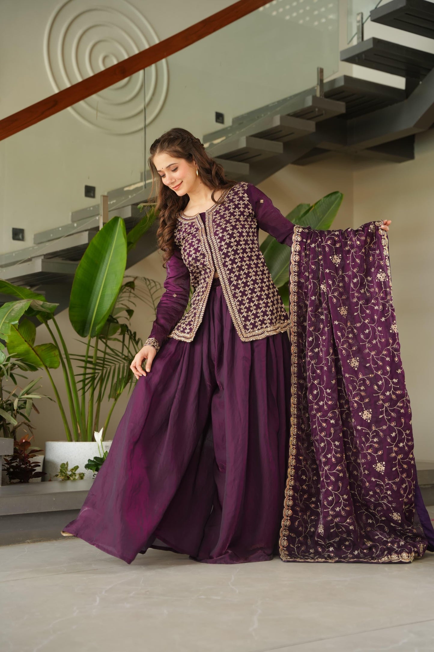 Mehendi Fendy Rich beads Embroidered Work Sharara set
