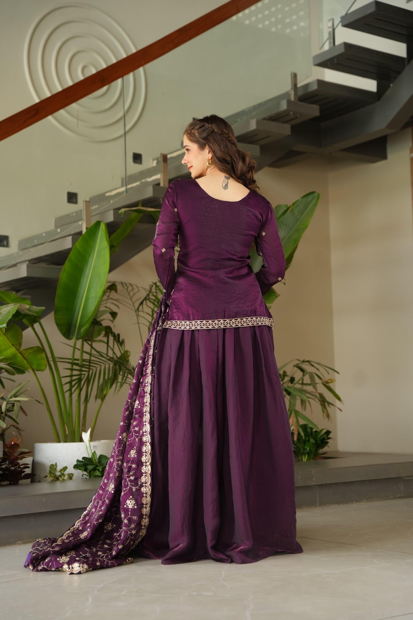 Mehendi Fendy Rich beads Embroidered Work Sharara set