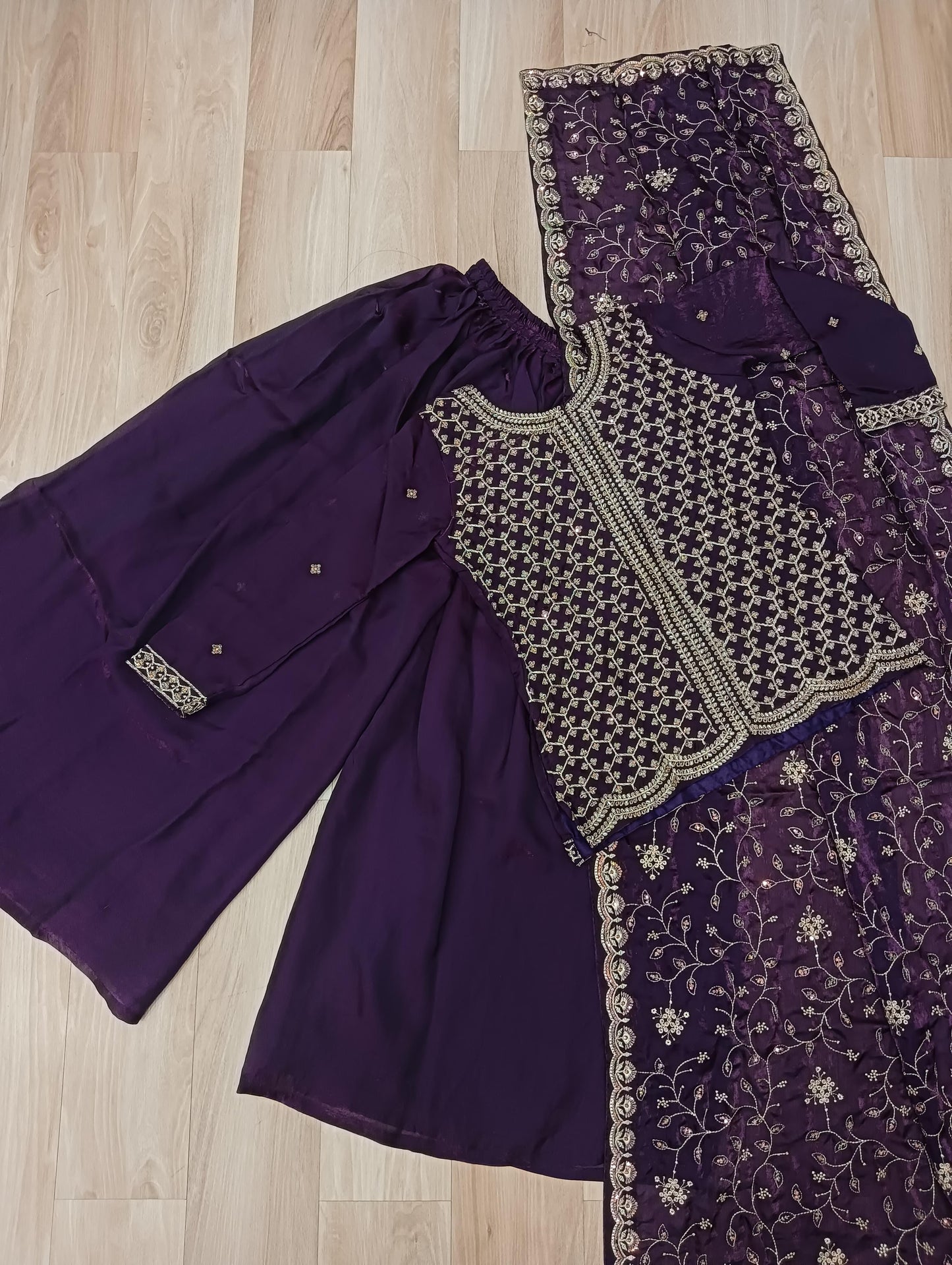 Mehendi Fendy Rich beads Embroidered Work Sharara set