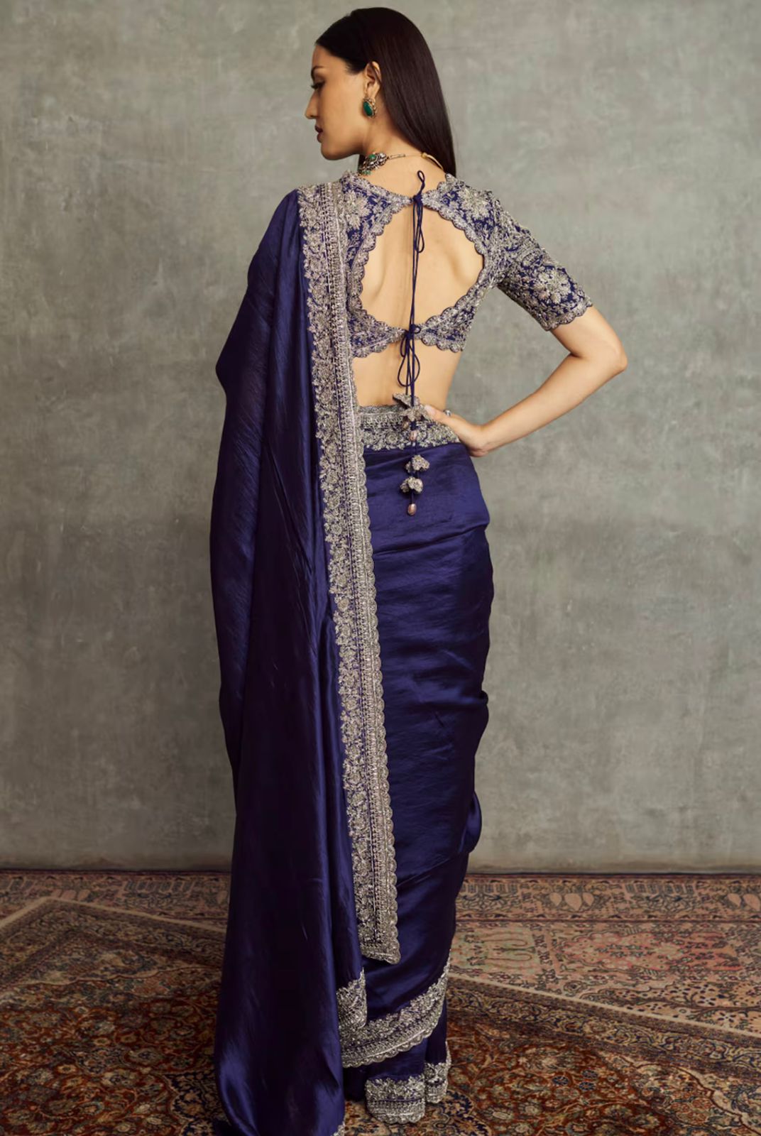 Purple Soft Space Silk Embroidery Border Work Saree