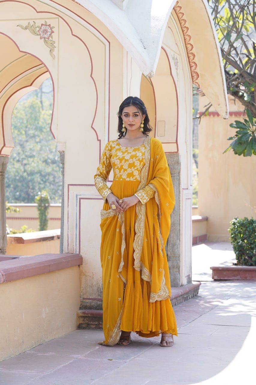 EMPRESS PURPLE JACQUARD VISCOSE WITH SOFT GEORGETTE ANARKALI GOWN WITTTH DUPATTA