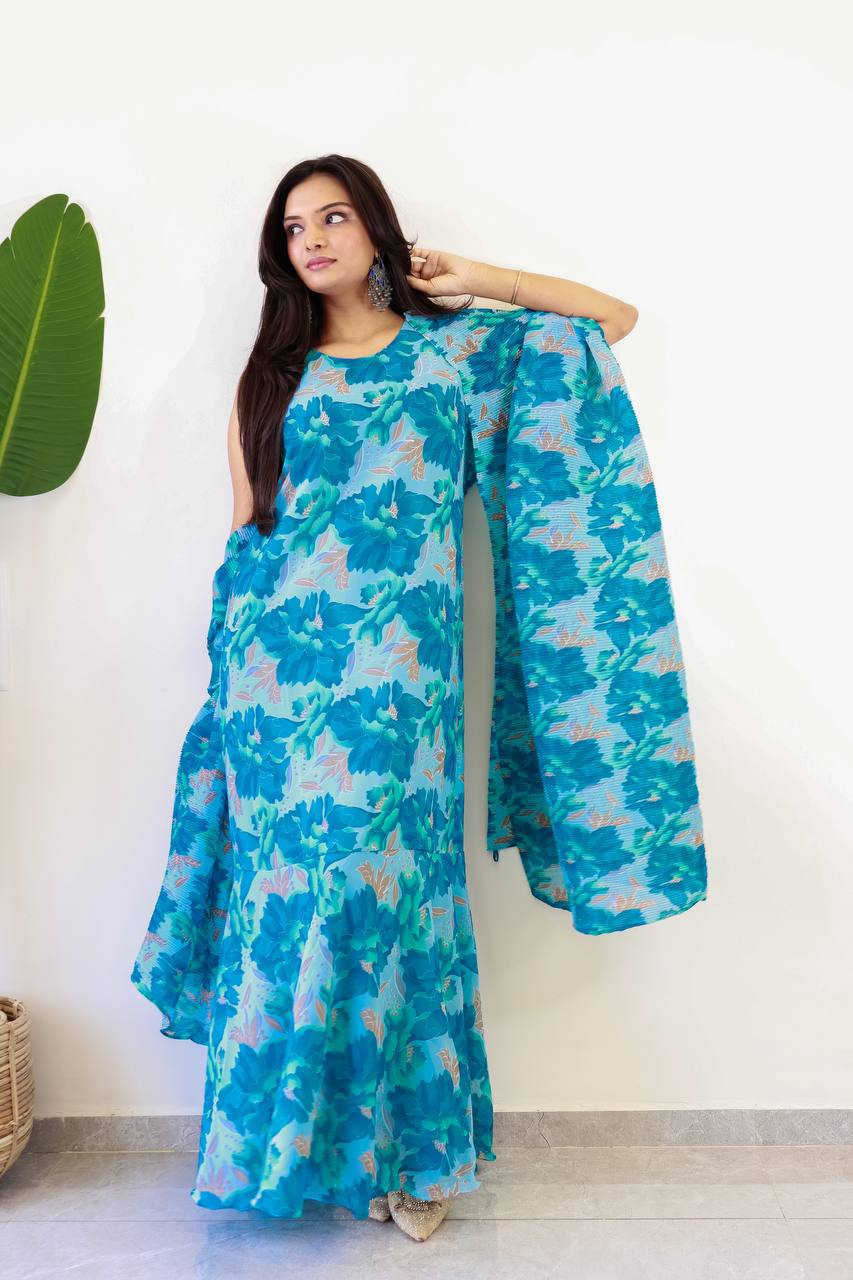MODERN FUSION READY TO WEAR GOWN SAREE